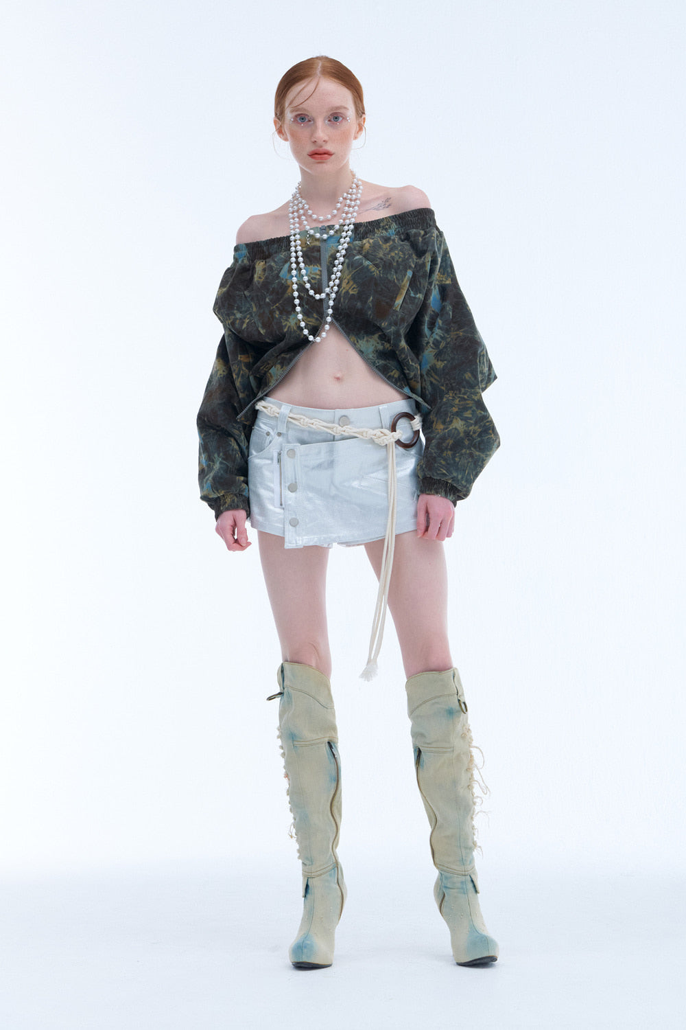 Tie-Dyed Corduroy Crop Jumper (Khaki)