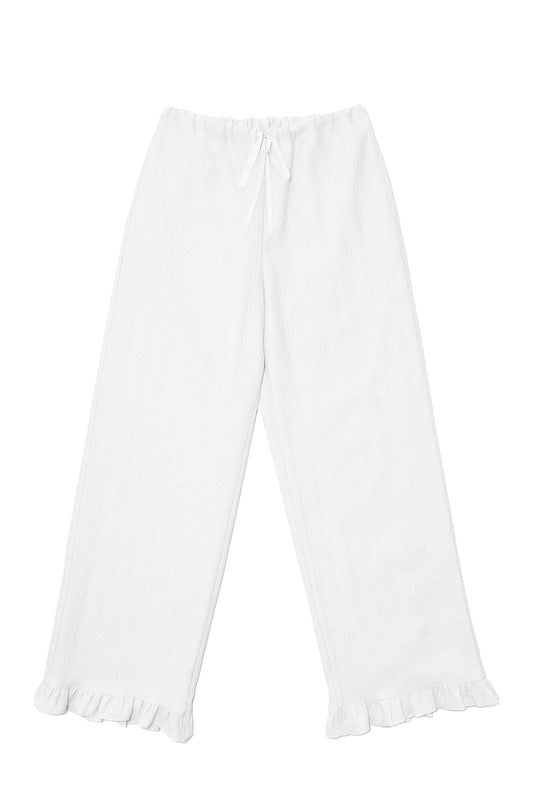 Flower Jacquard Summer Pants (White)