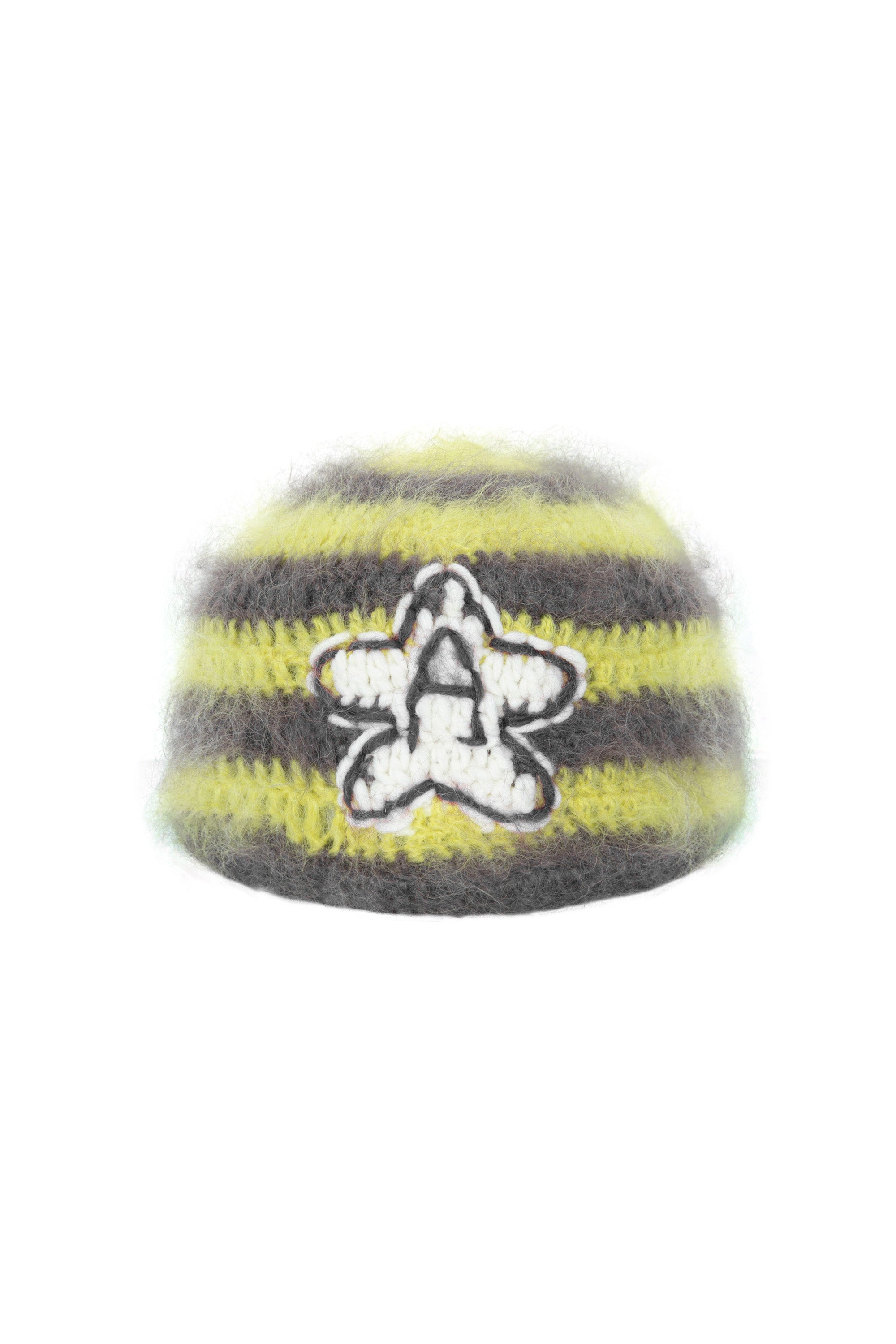 Crochet mohair star beanie yellow