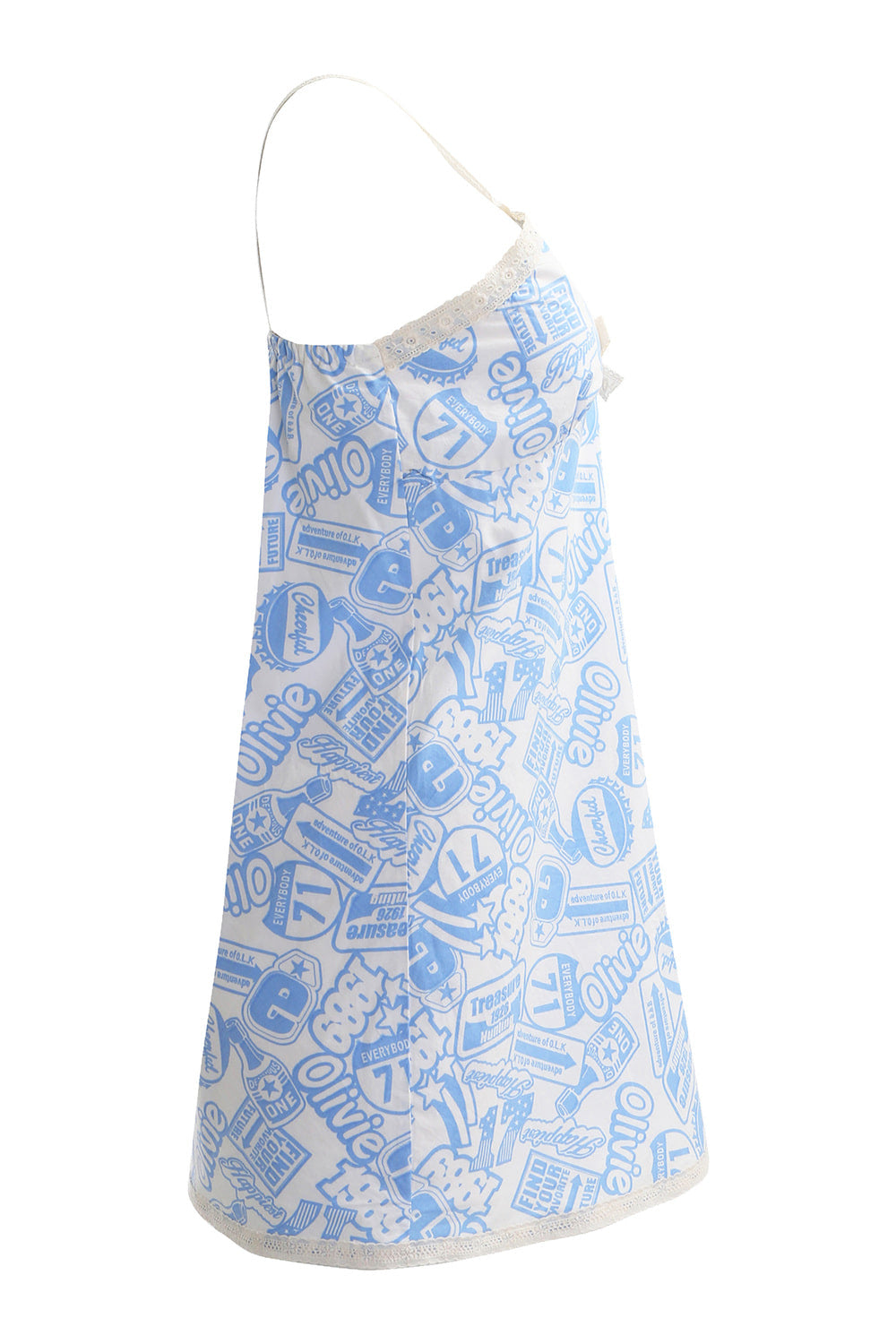 Lettering Slip Dress (Blue)