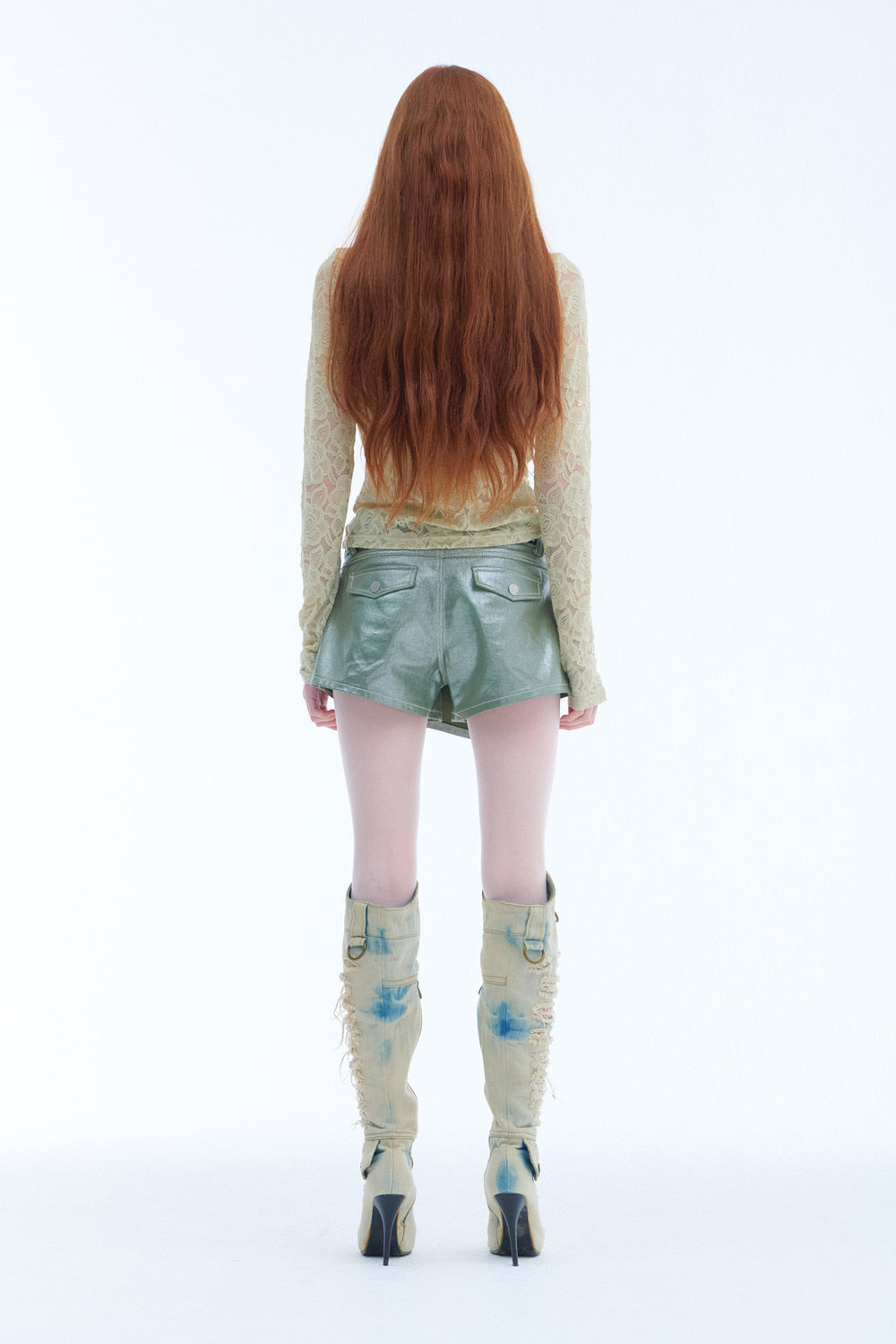 Lace Star Shirring Top (Olive)