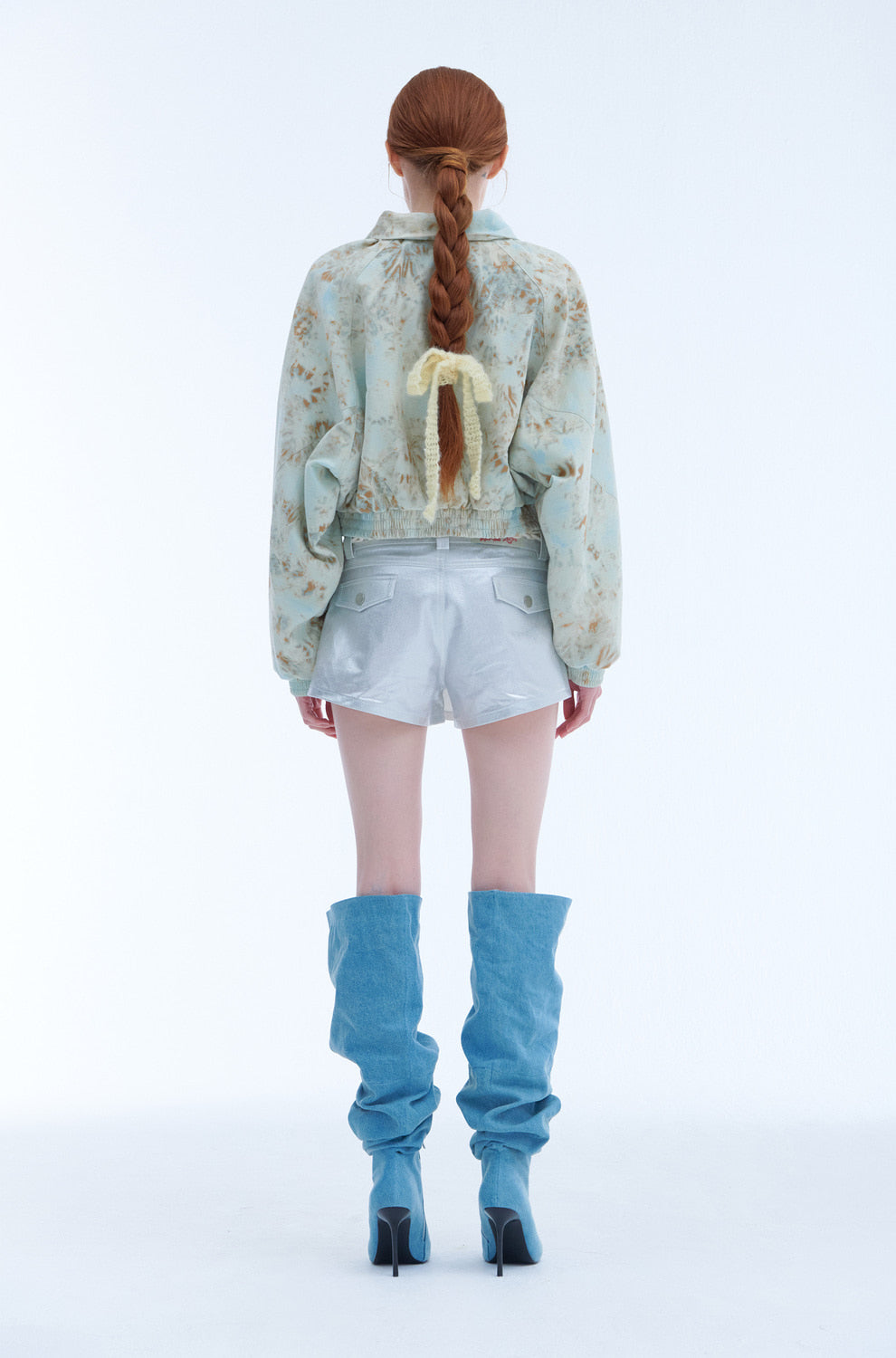 Tie-Dyed Corduroy Crop Jumper (Light Blue)