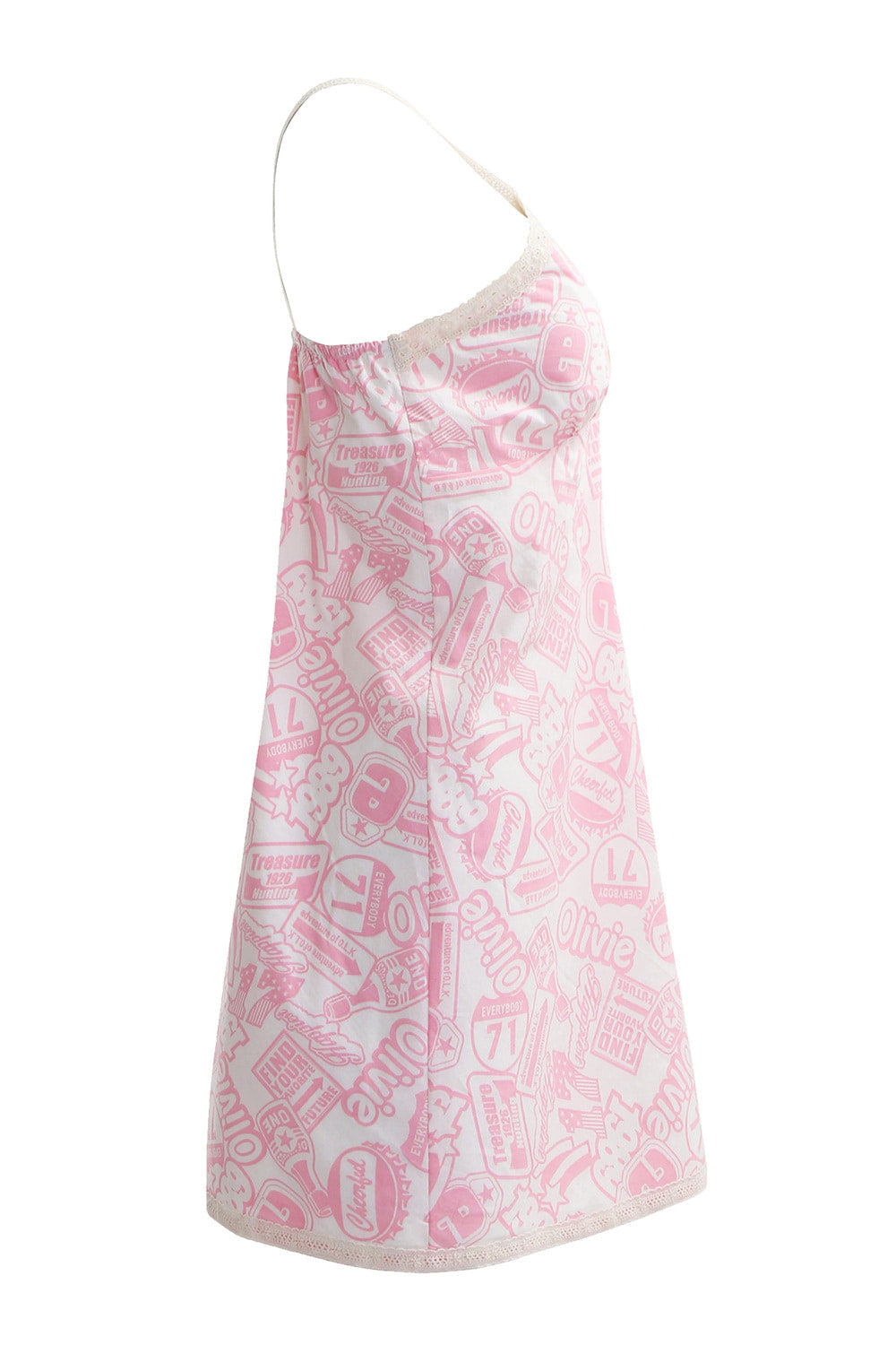 Lettering Slip Dress (Pink)