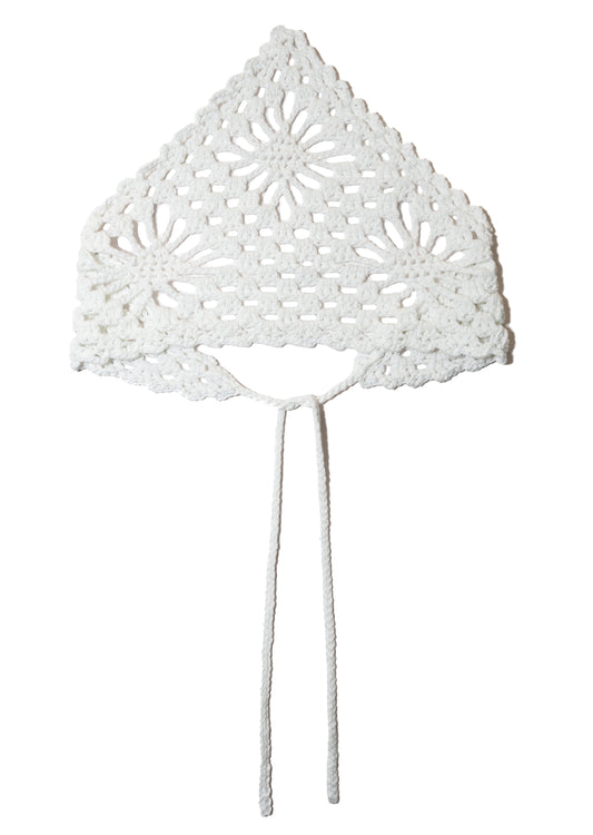 Cotton Crochet Bandana (White)