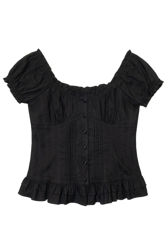 Baby Doll Corset Blouse (Black)