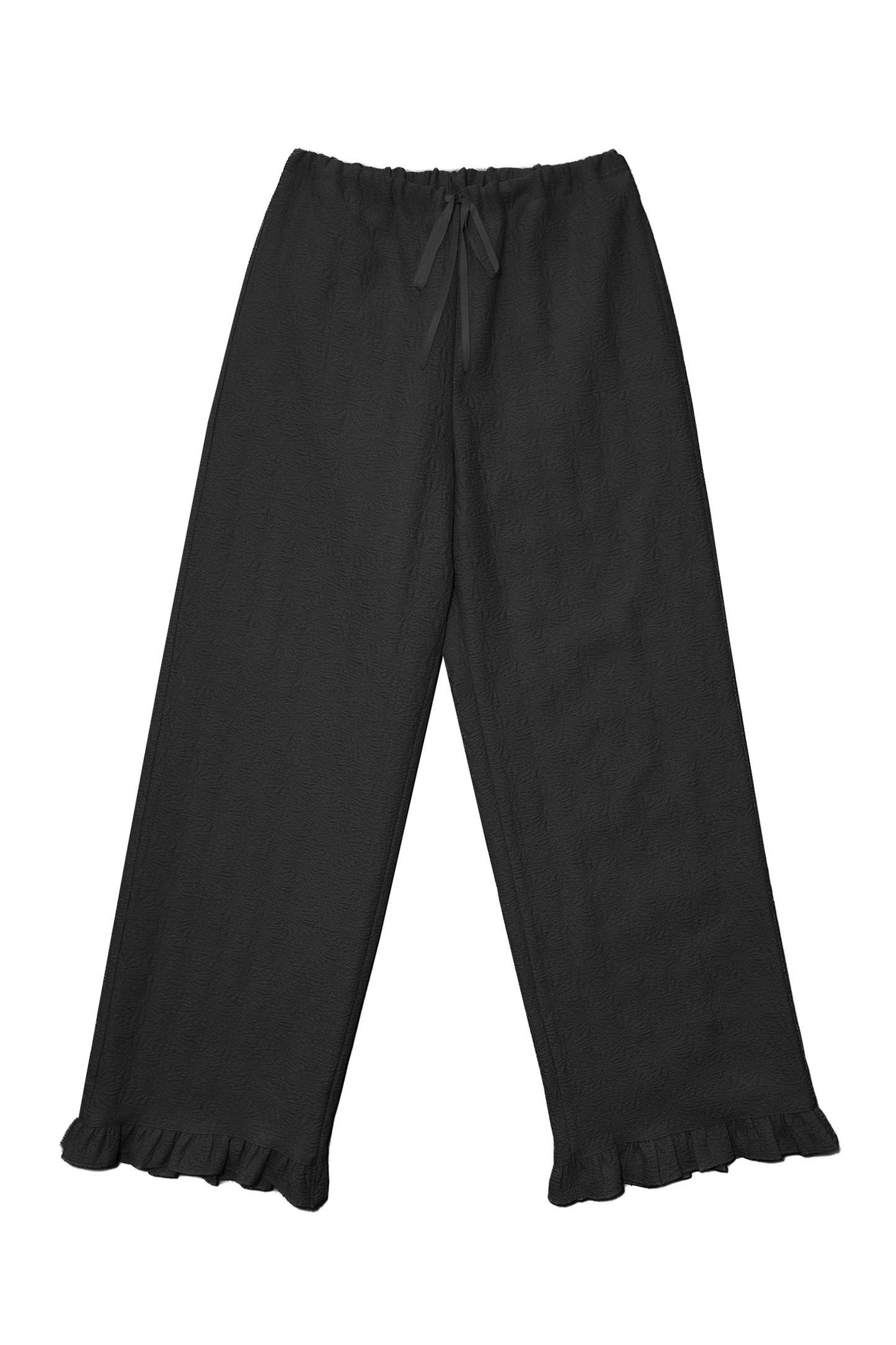 Flower Jacquard Summer Pants (Black)