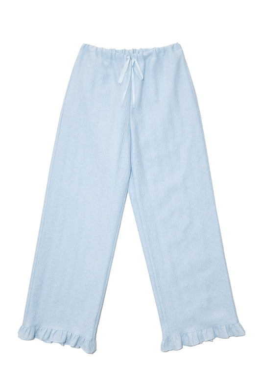 Flower Jacquard Summer Pants (Light Blue)