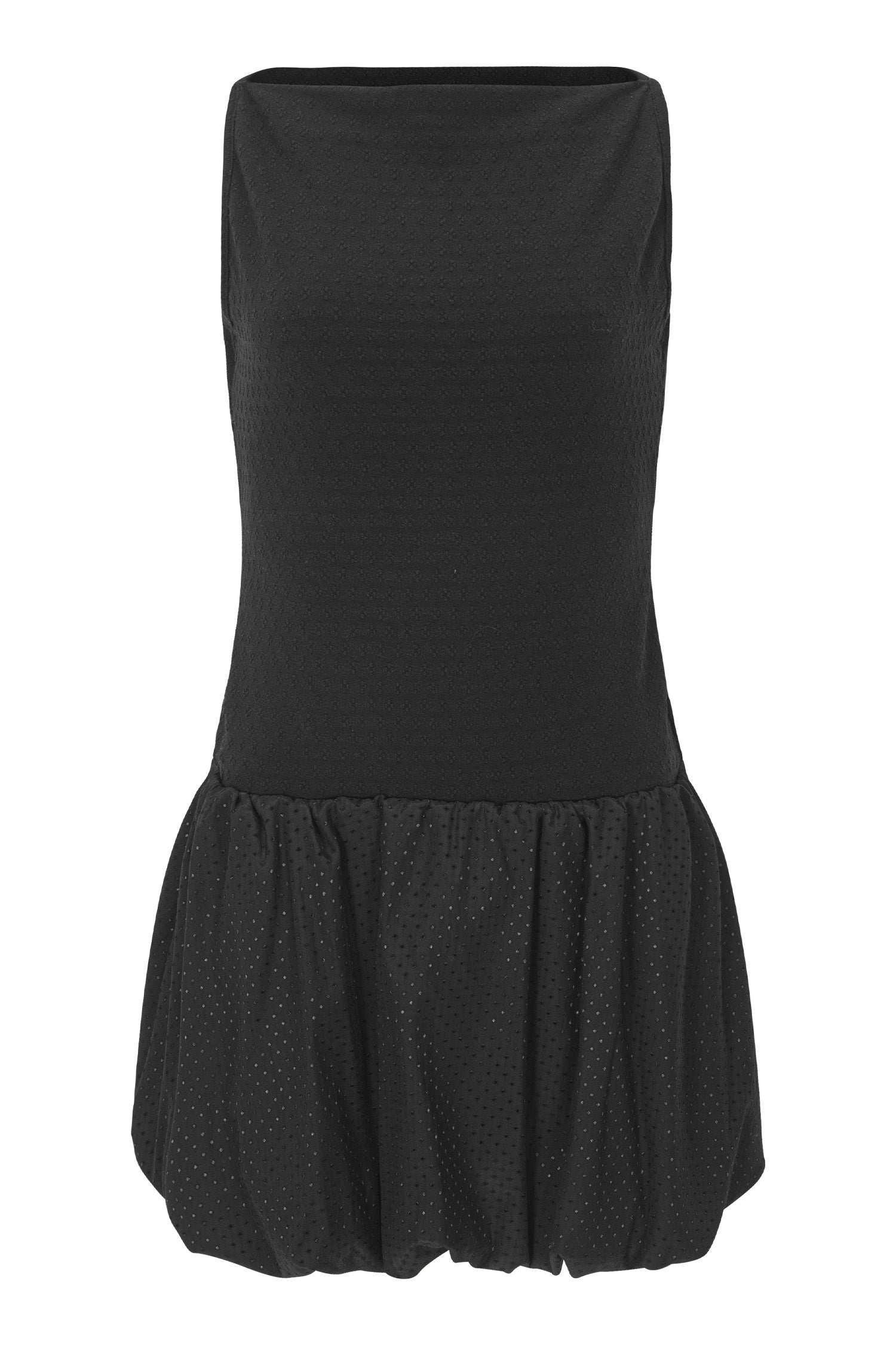 BUBBLE HEM MINI DRESS_BLACK