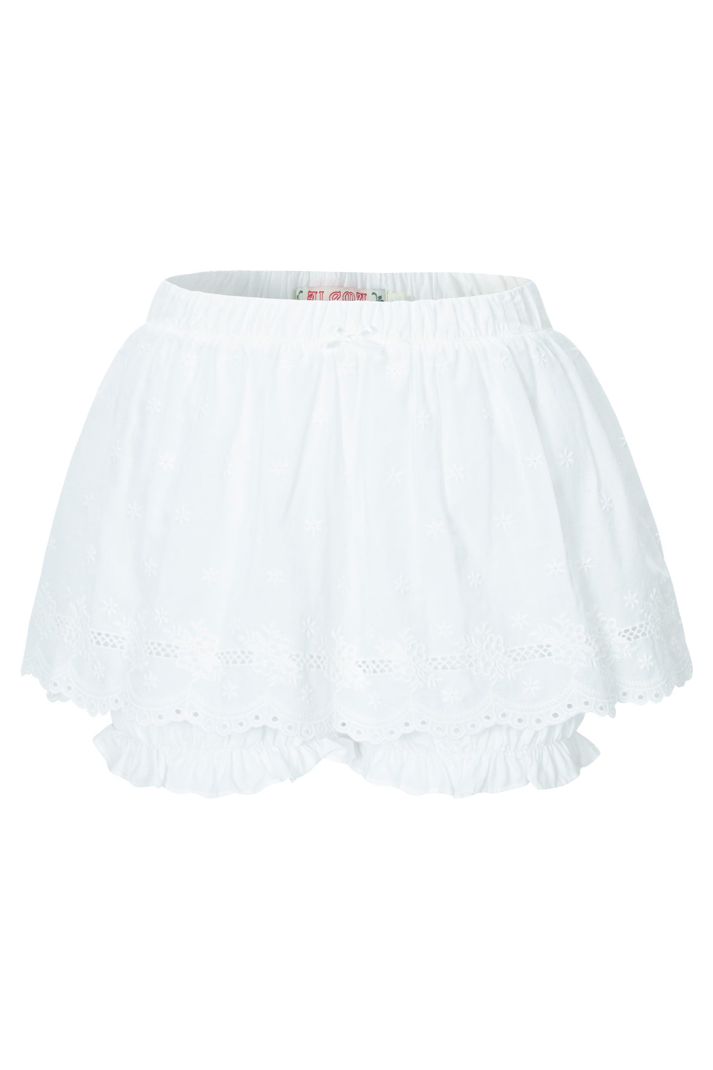 Skirt Layered Bubble Shorts (White)