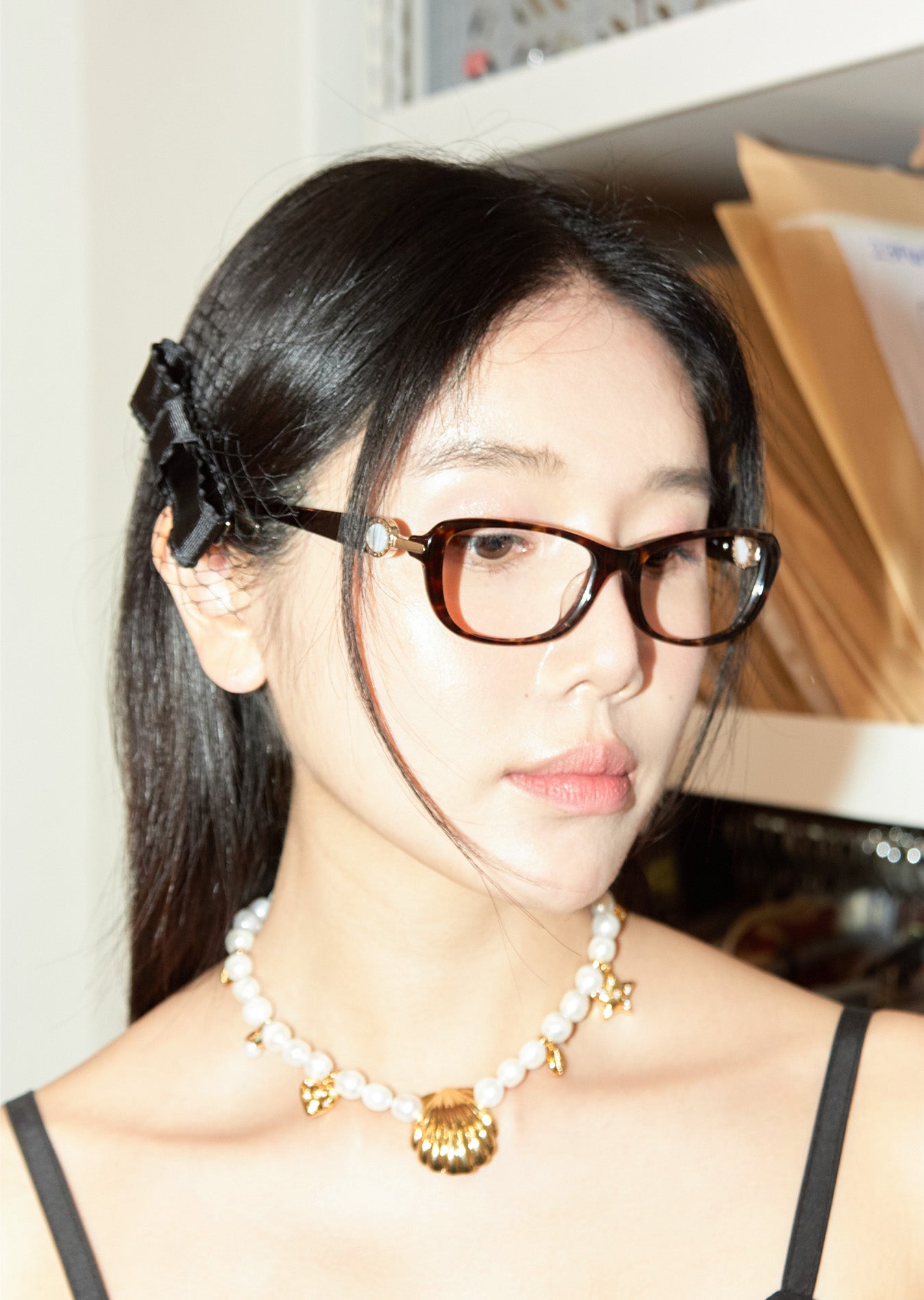 Fresh Water Pearl & Scallop Necklace (Gold)