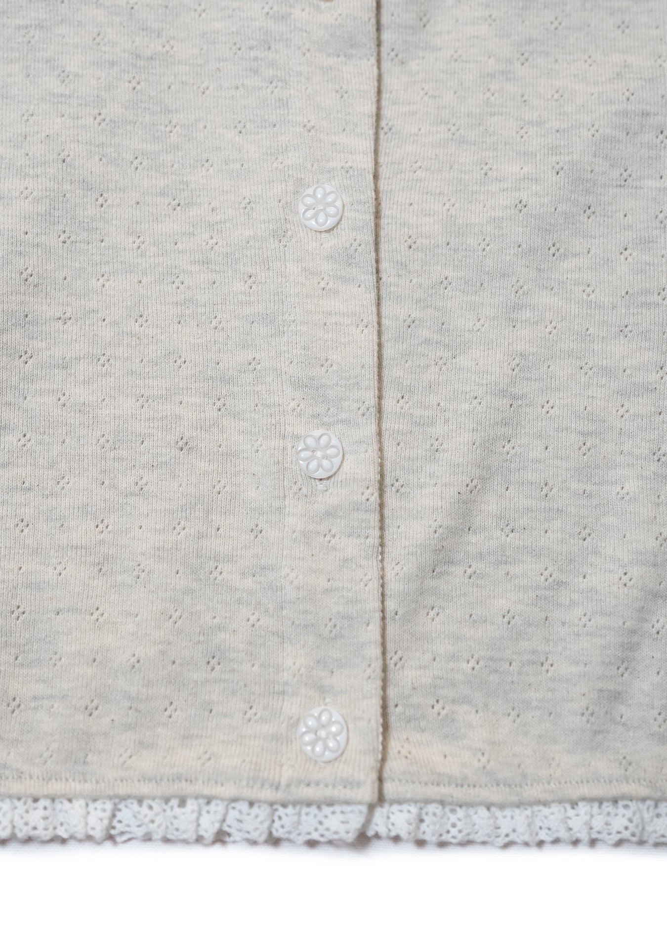 Lace Trim Eyelet Cardigan (Oatmeal)