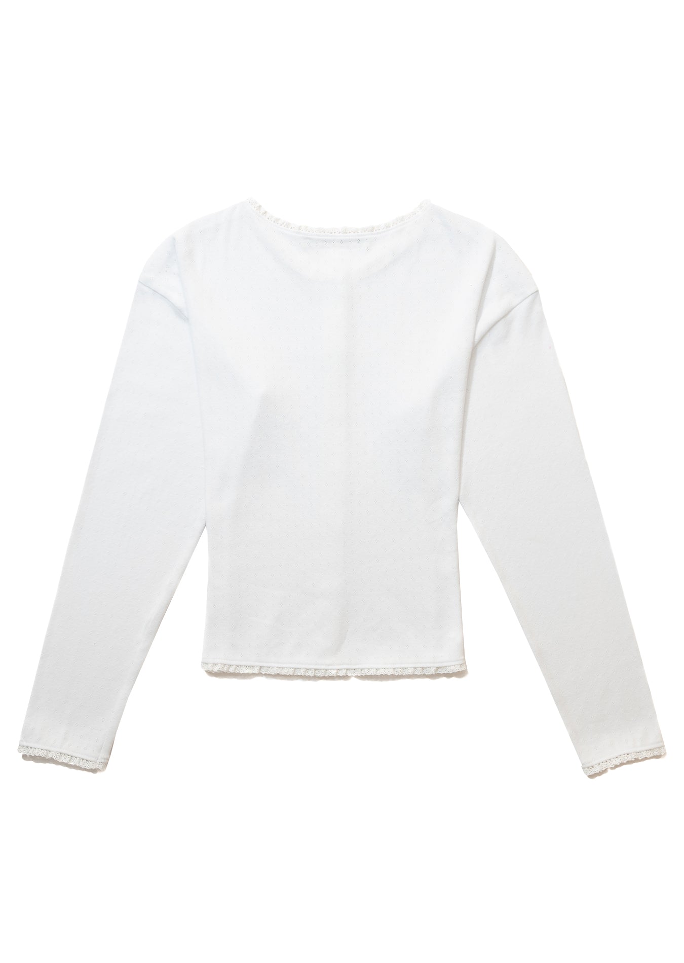 Lace Trim Eyelet Cardigan (White)