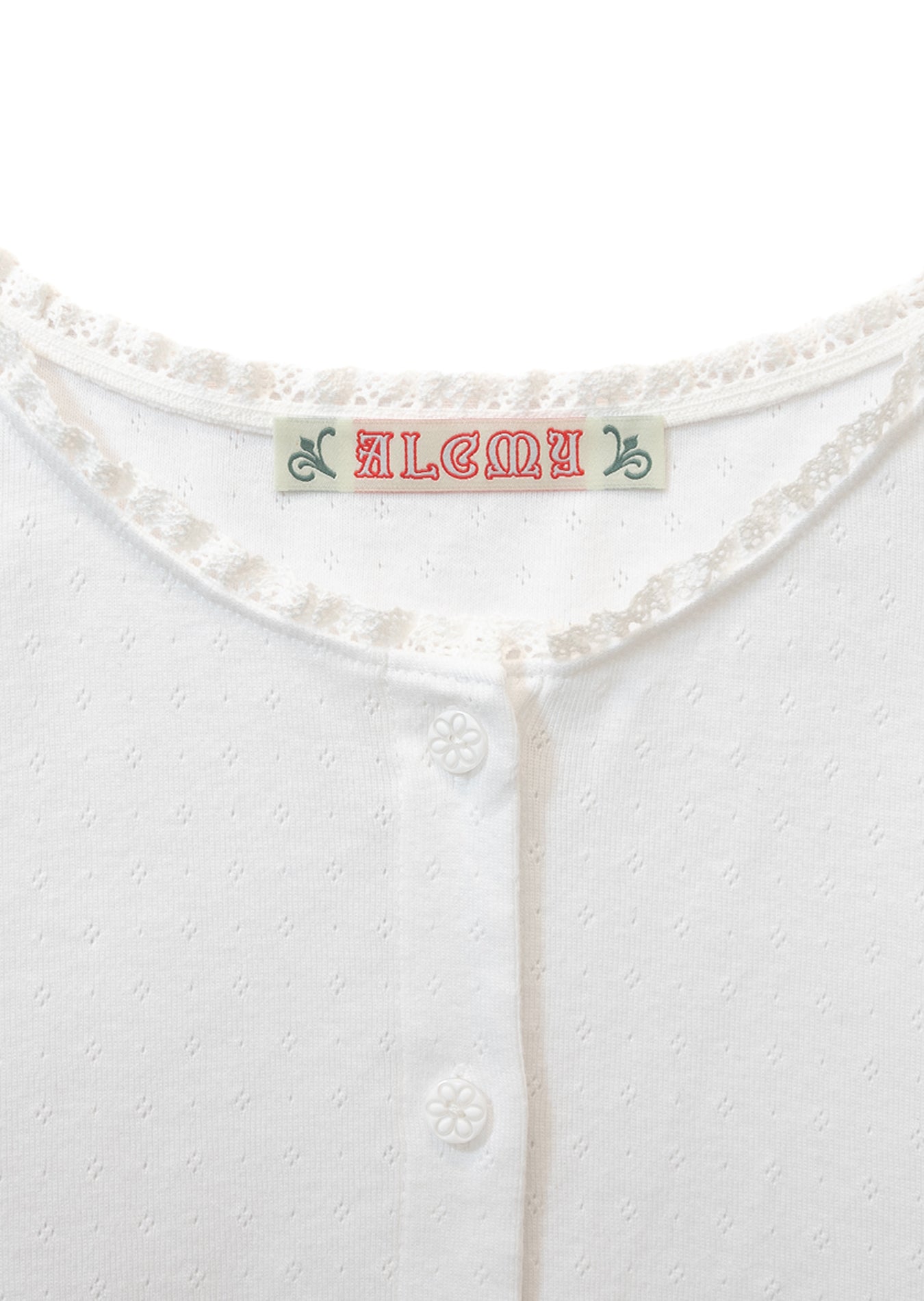 LACE TRIM EYELET CARDIGAN_WHITE