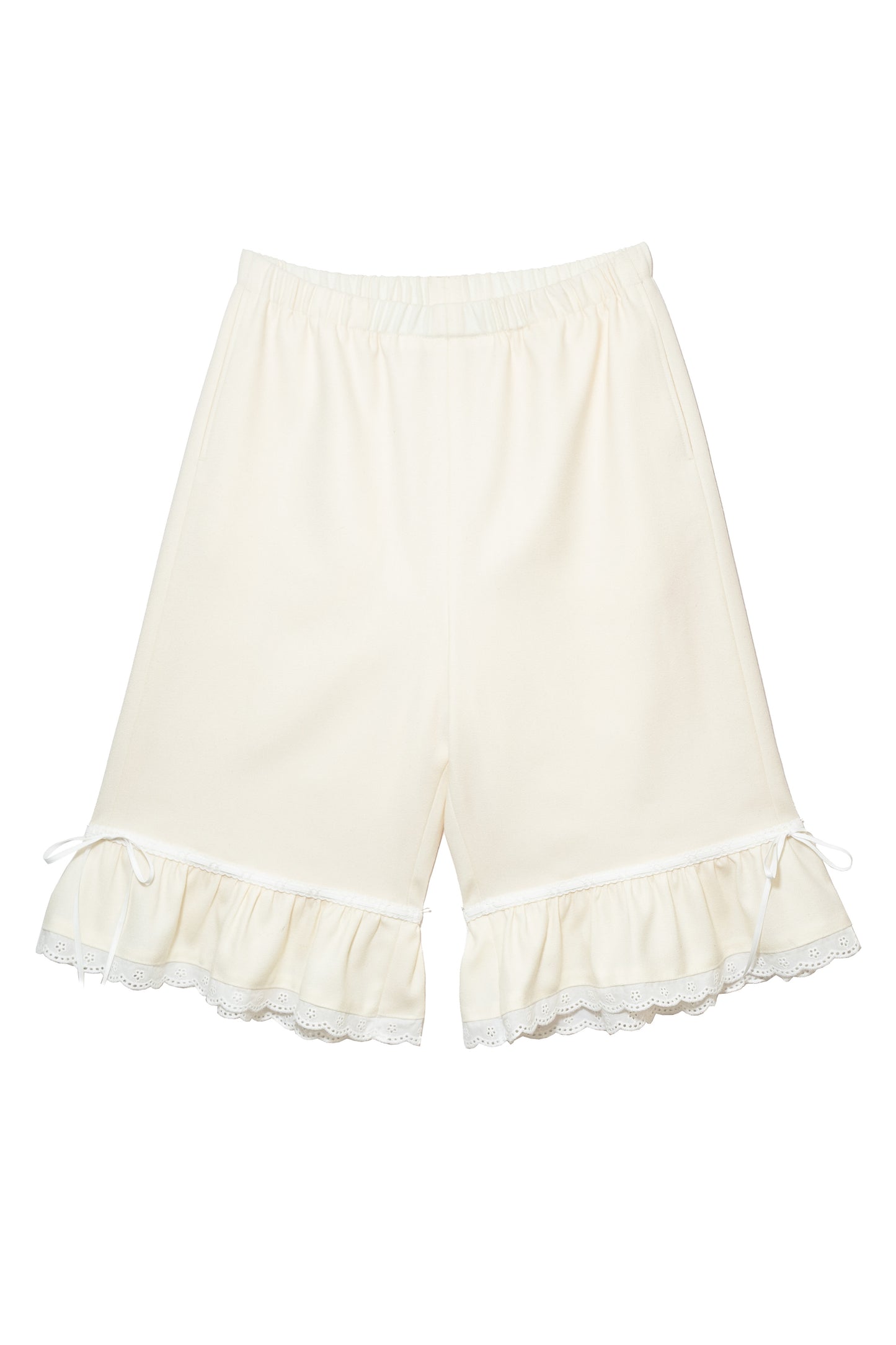 Wool Bloomer Bermuda Pants (White)