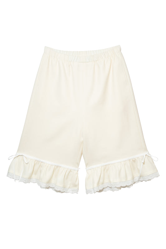 Wool Bloomer Bermuda Pants (White)