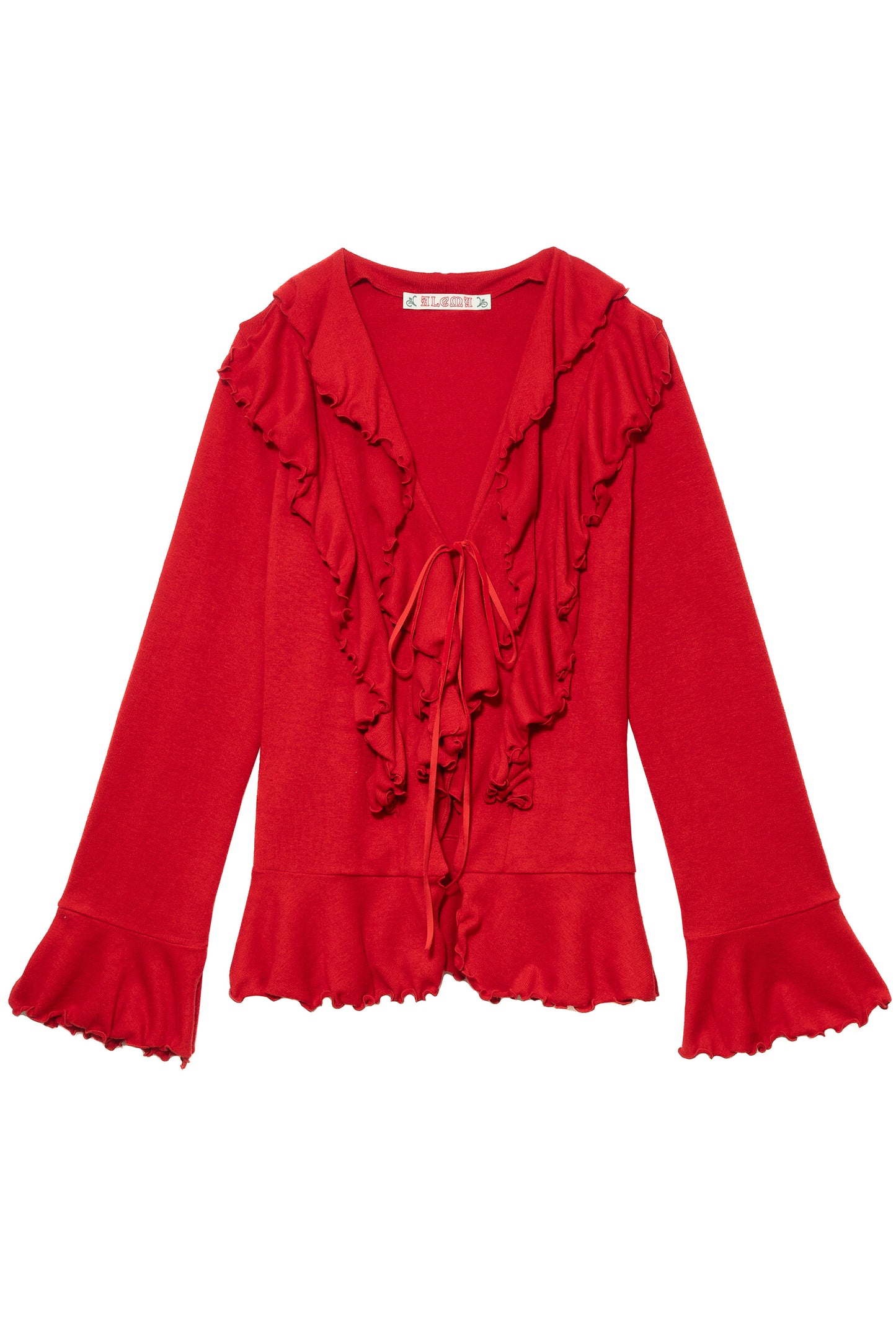 Hippie Ruffle Cardigan (Red)