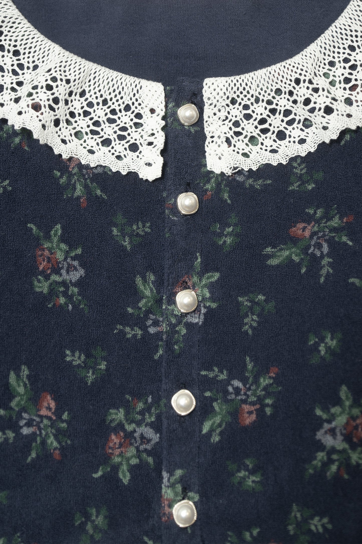 Vintage Flower Terry Cardigan (Navy)
