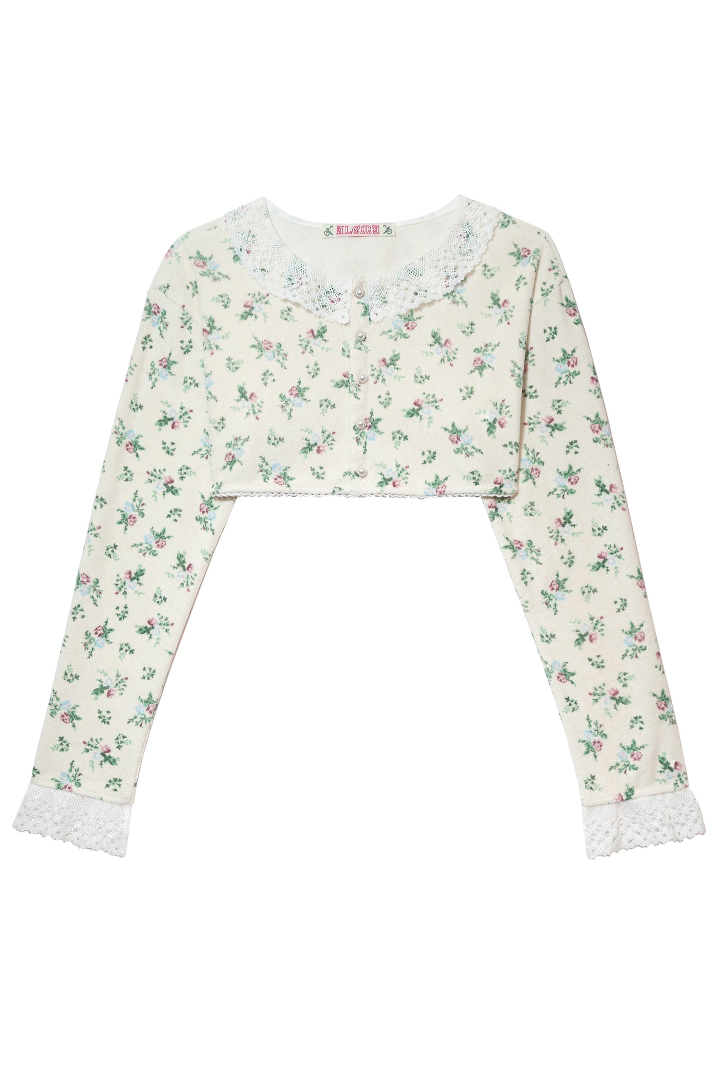 Vintage Flower Terry Cardigan (Cream)