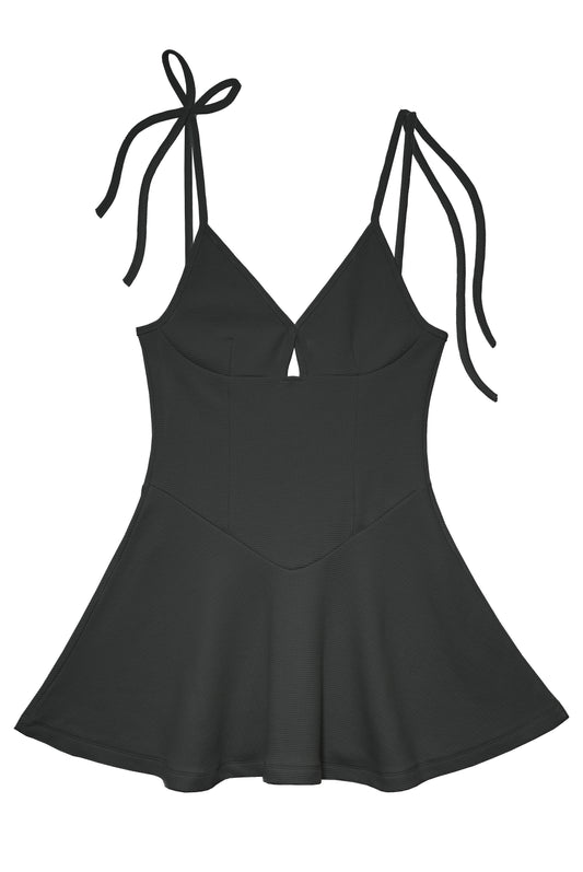 Waffle Jersey Slip Dress (Black)