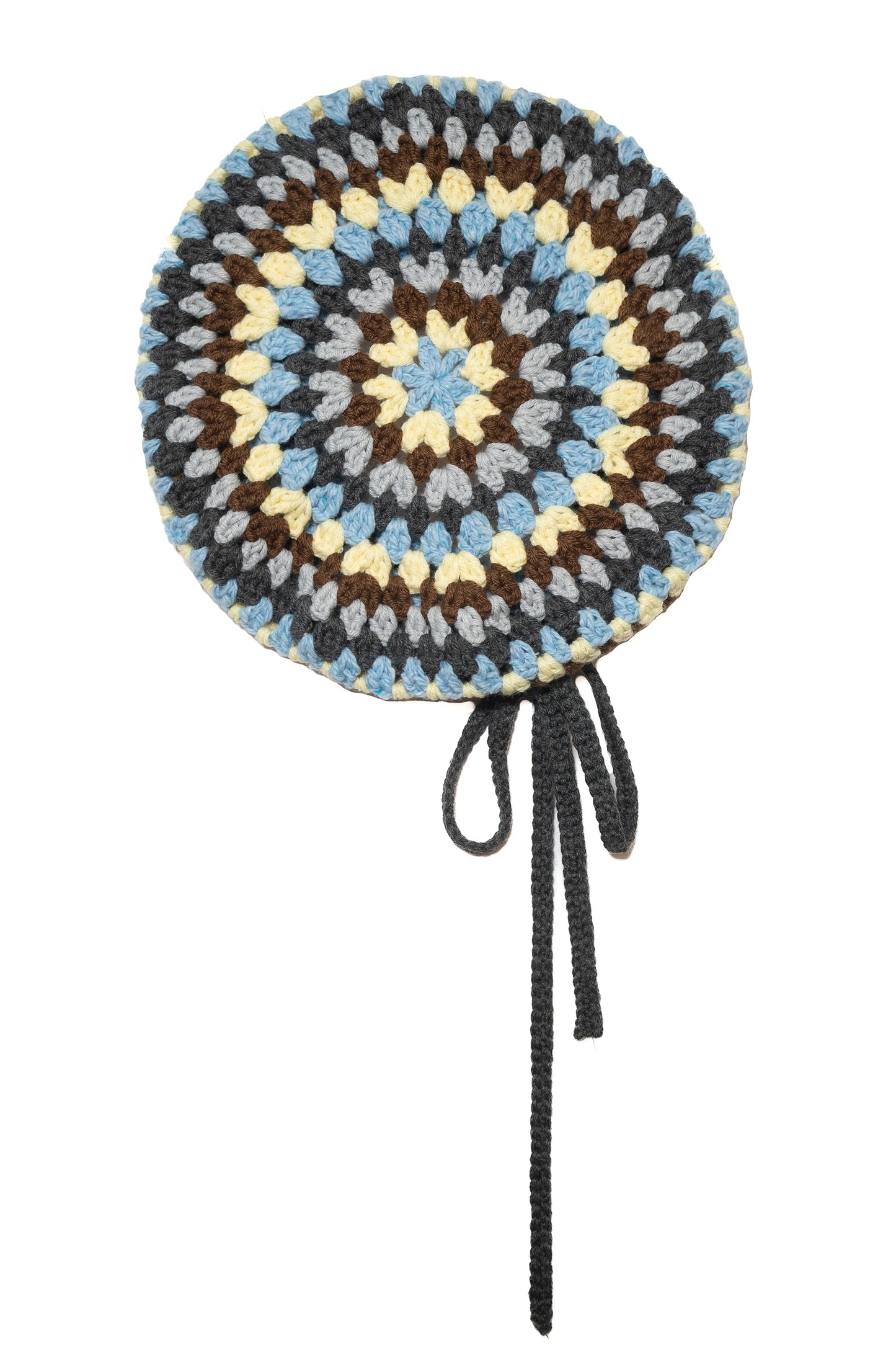 Tweed Wool Crochet Beret (Blue)