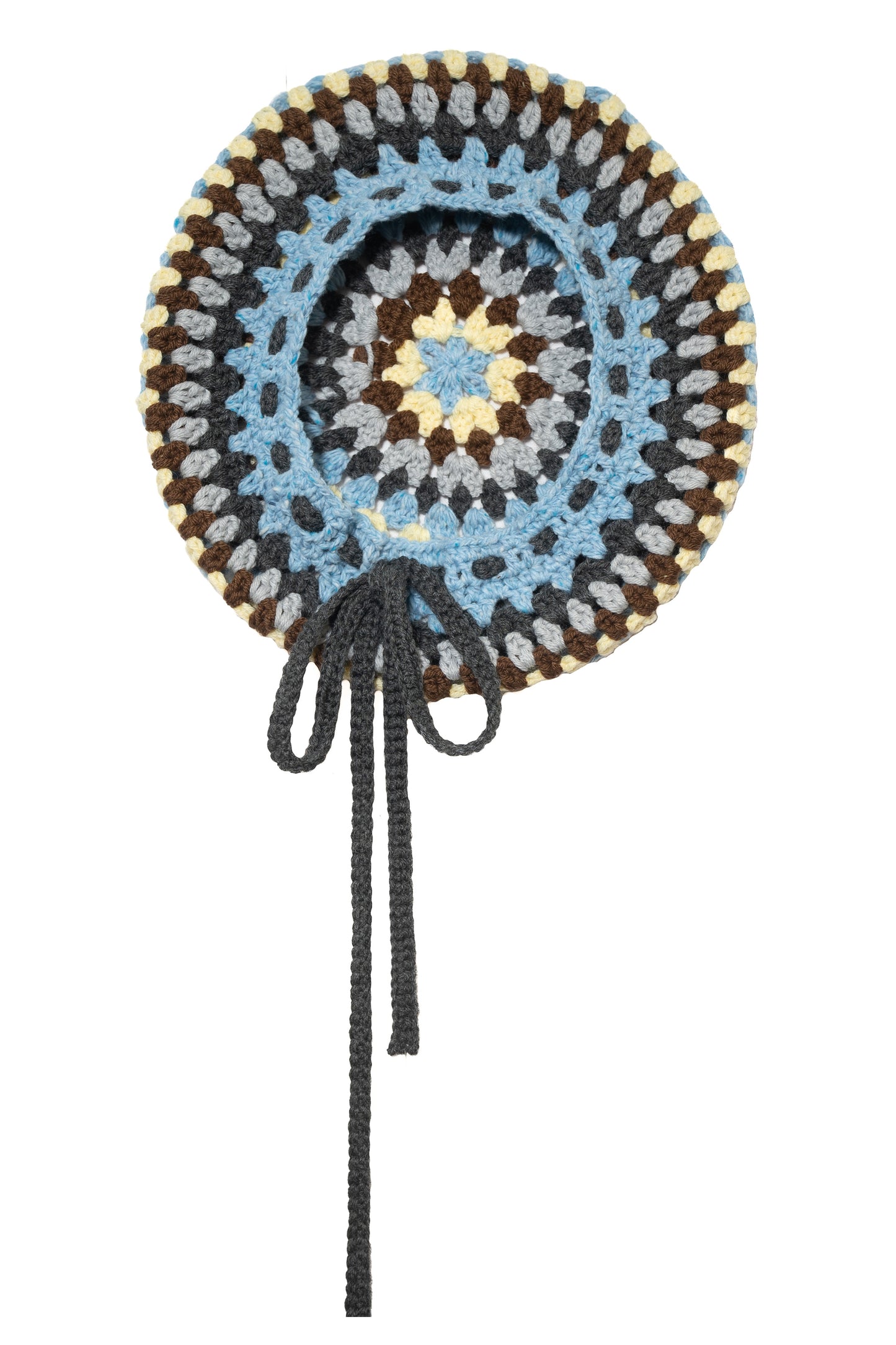 Tweed Wool Crochet Beret (Blue)