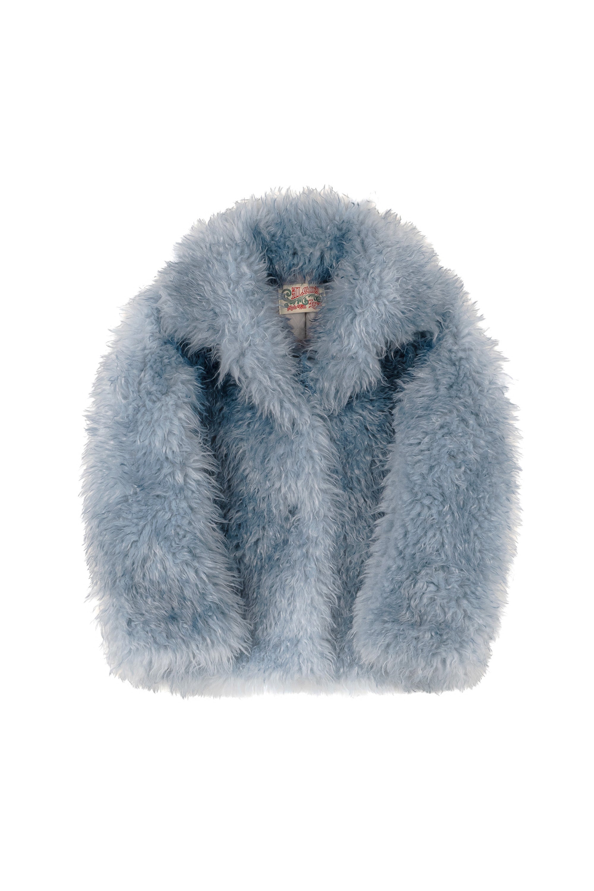 Fluffy furry fur jacket blue