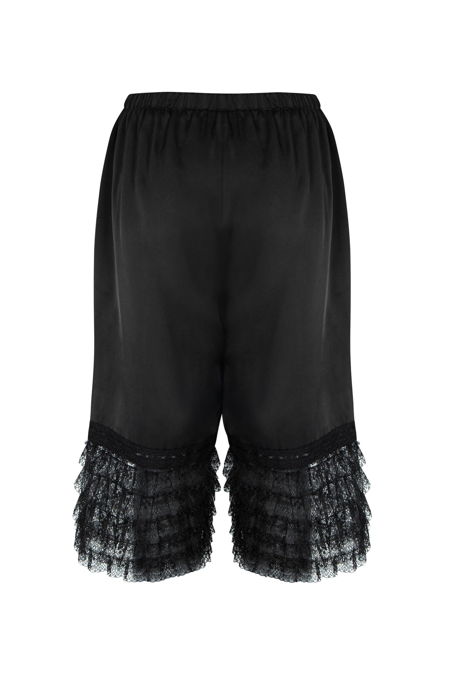 Tiered Lace Satin Pants (Black)