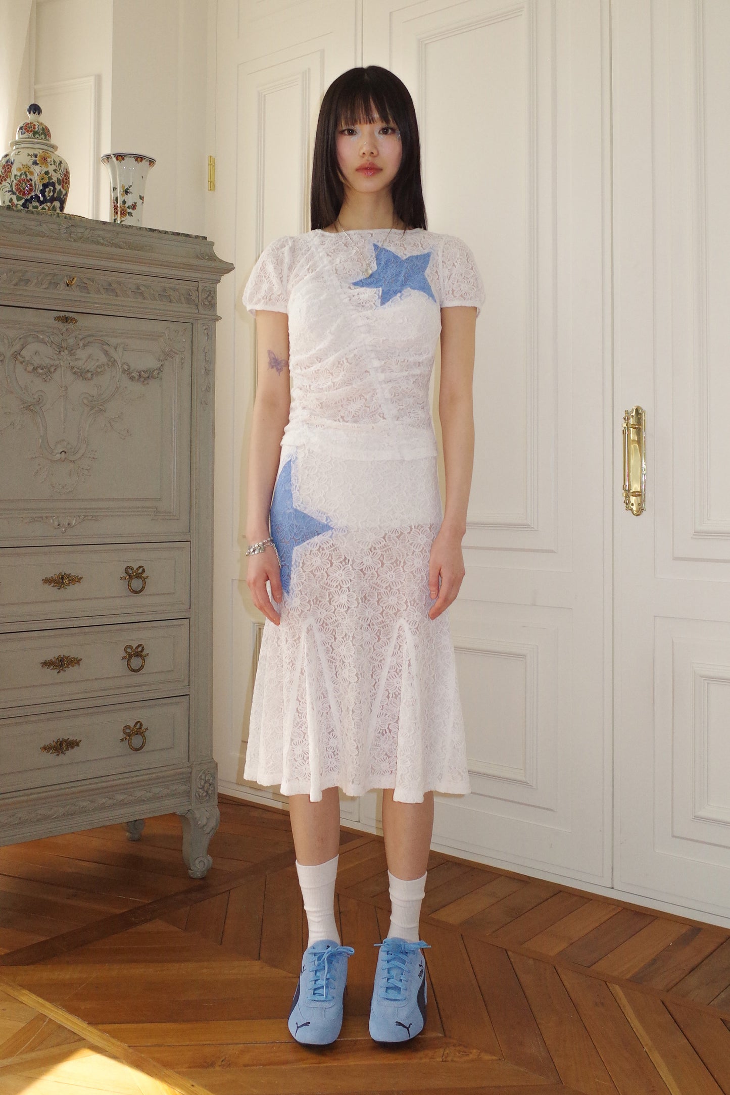Lace Star Mermaid Skirt (White)