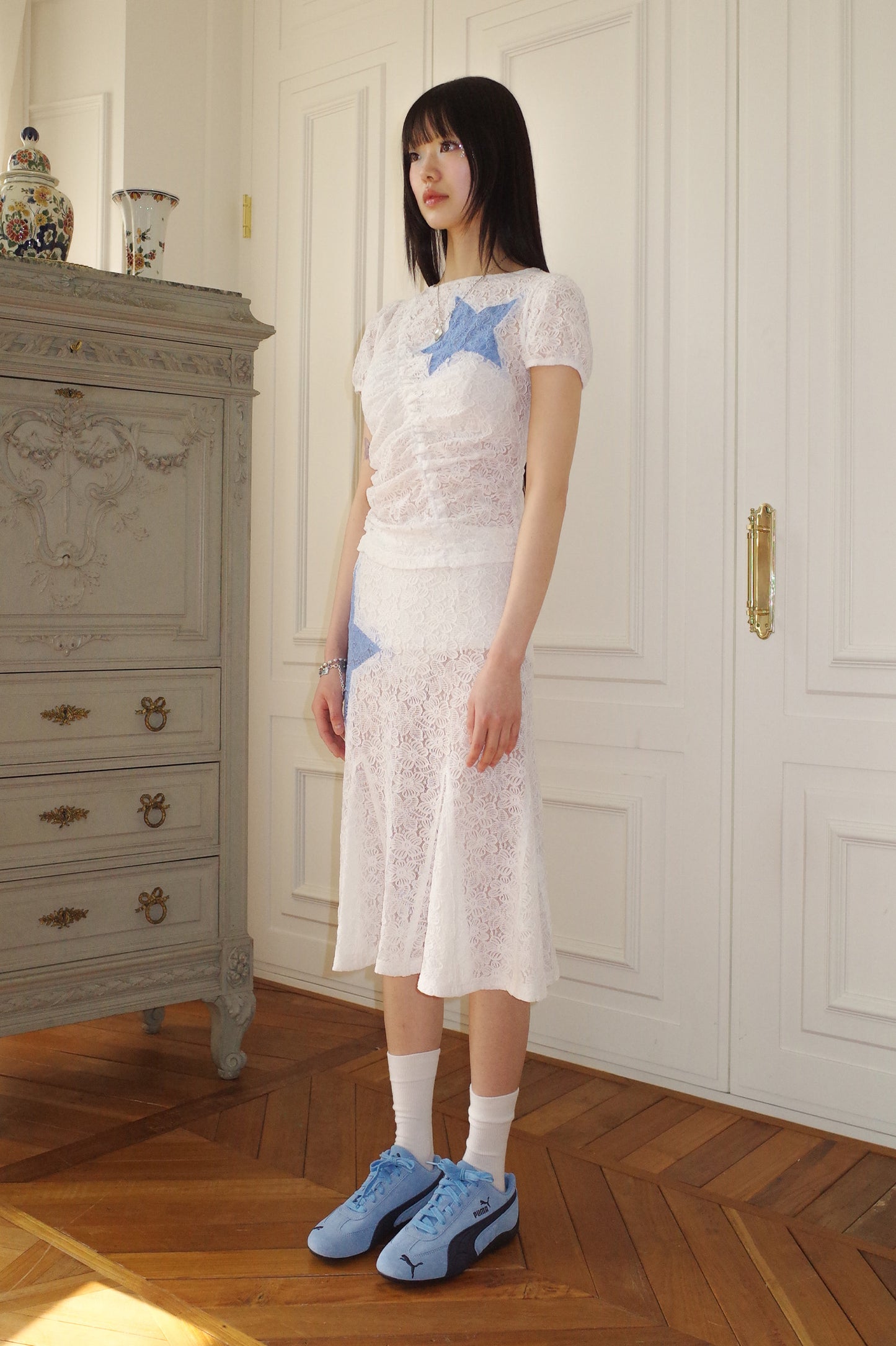Lace Star Mermaid Skirt (White)