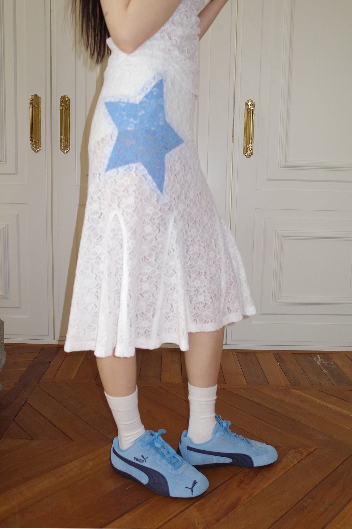 Lace Star Mermaid Skirt (White)