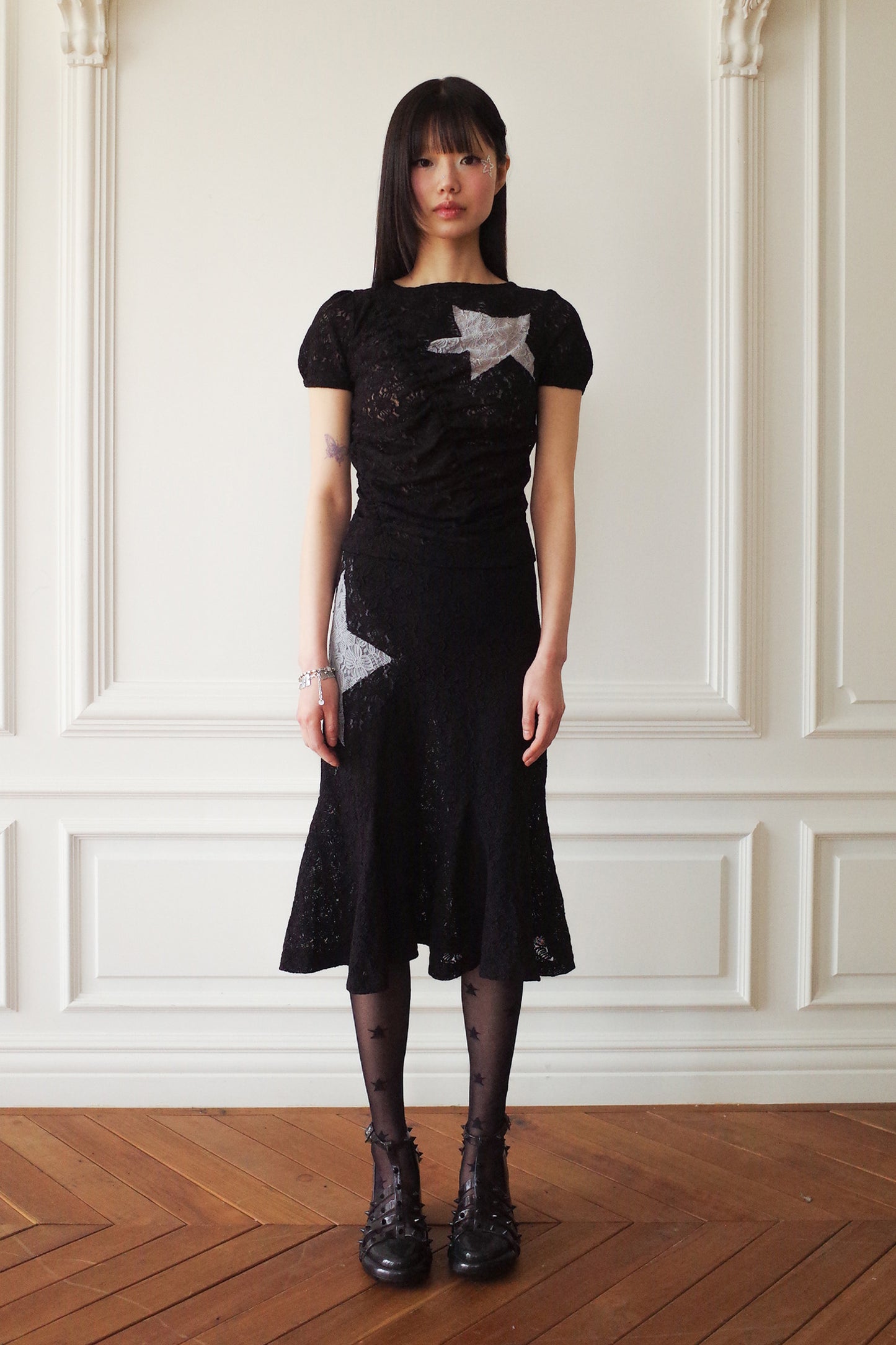 Lace Star Mermaid Skirt (Black)
