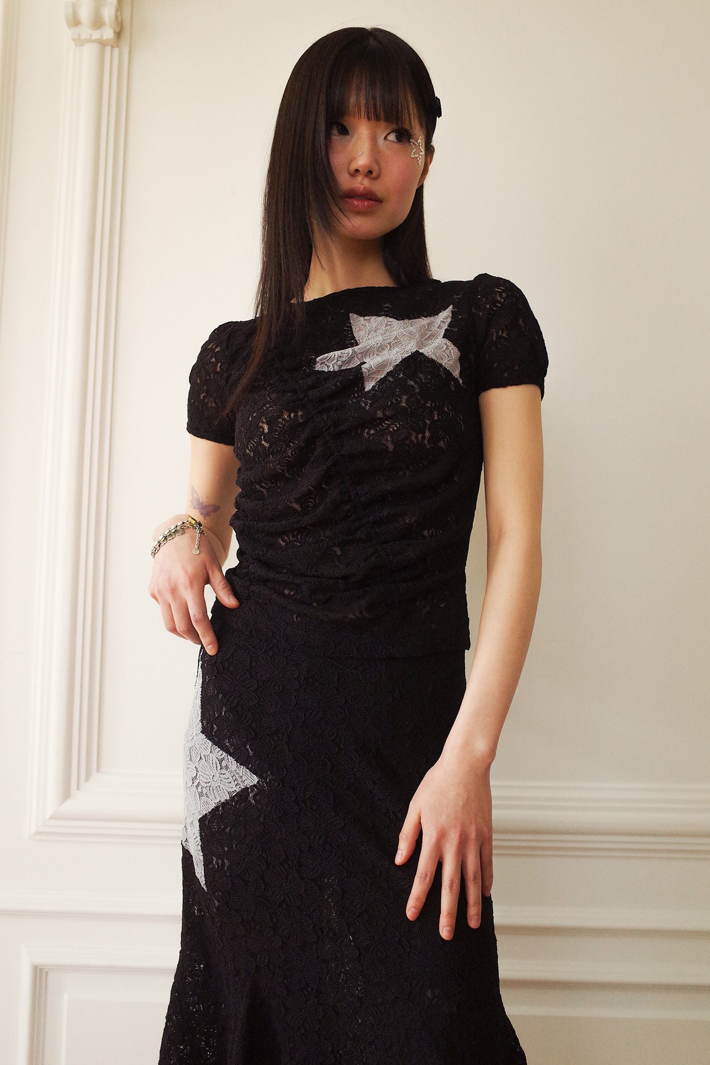 Bubble Sleeve Star Top (Black)
