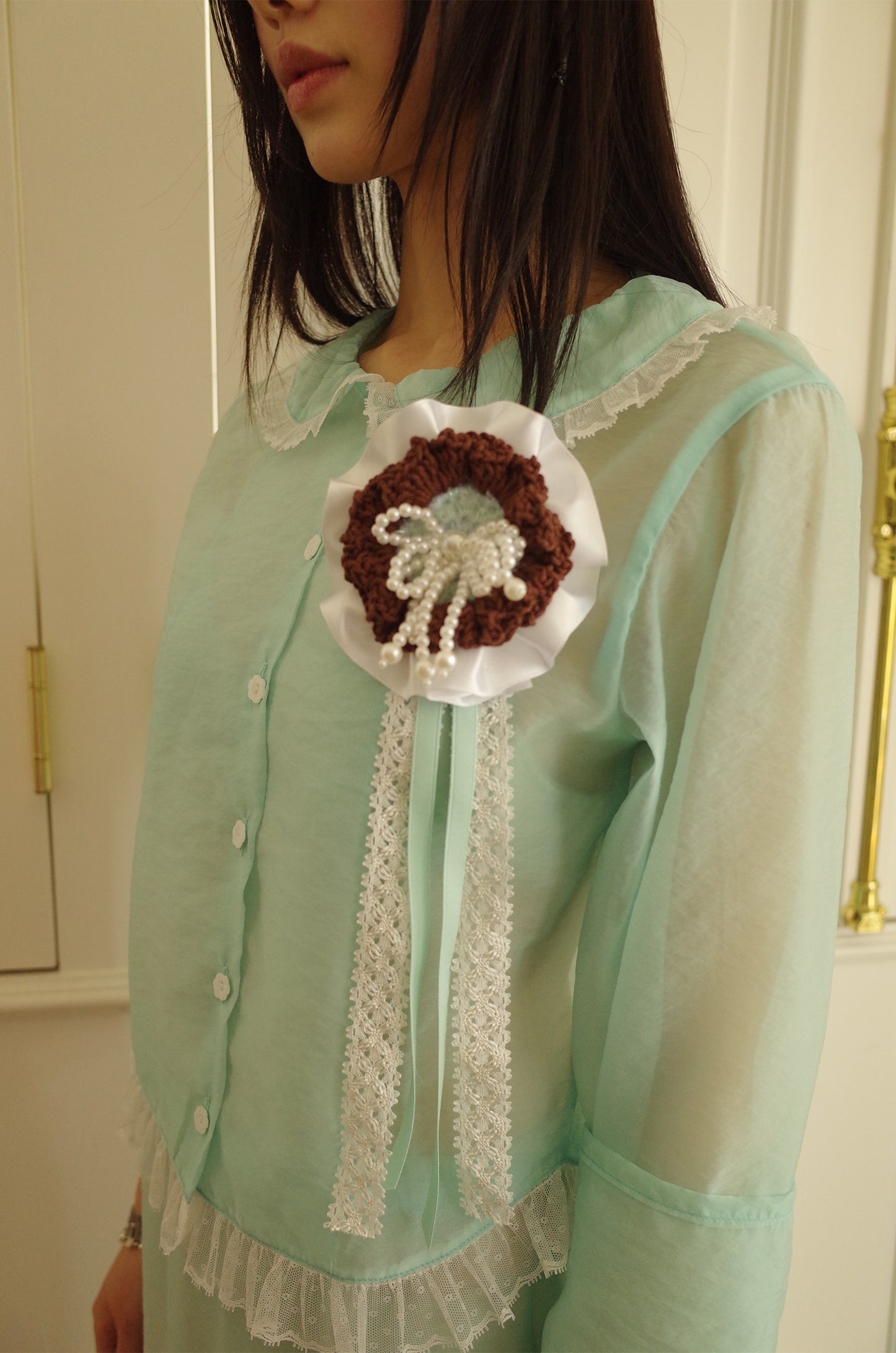 Peter Pan Collar Blouse (Mint)