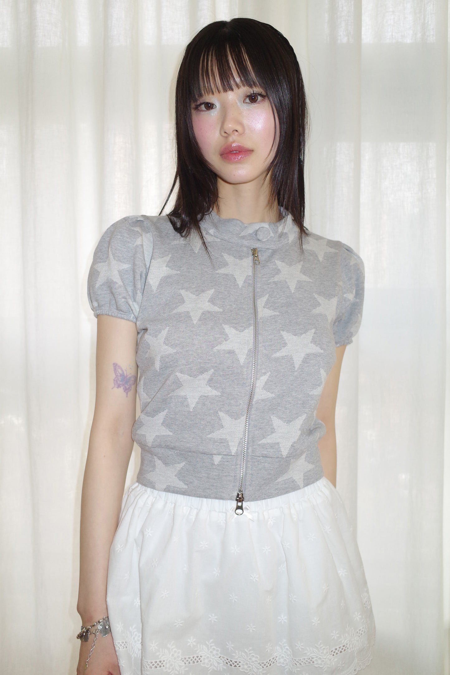 Star Zip Up Top (Grey)