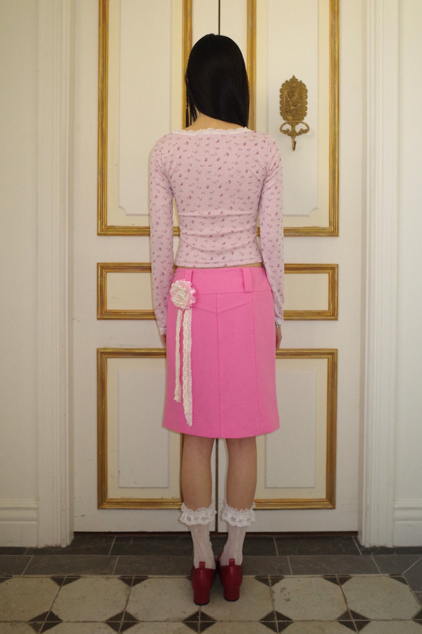 70's Mermaid Midi Skirt (Pink)