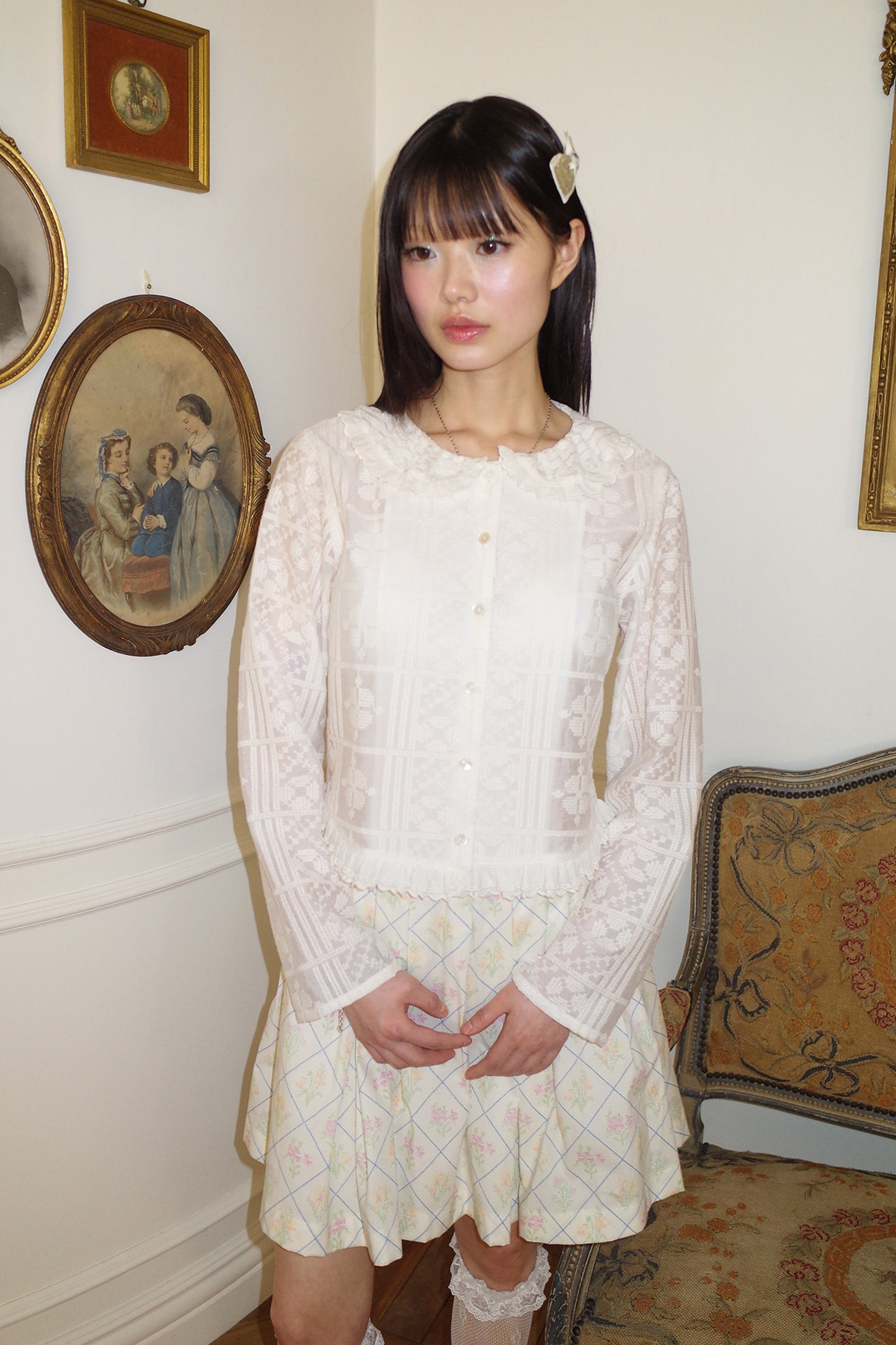 Peter Pan Collar Blouse (Cream)