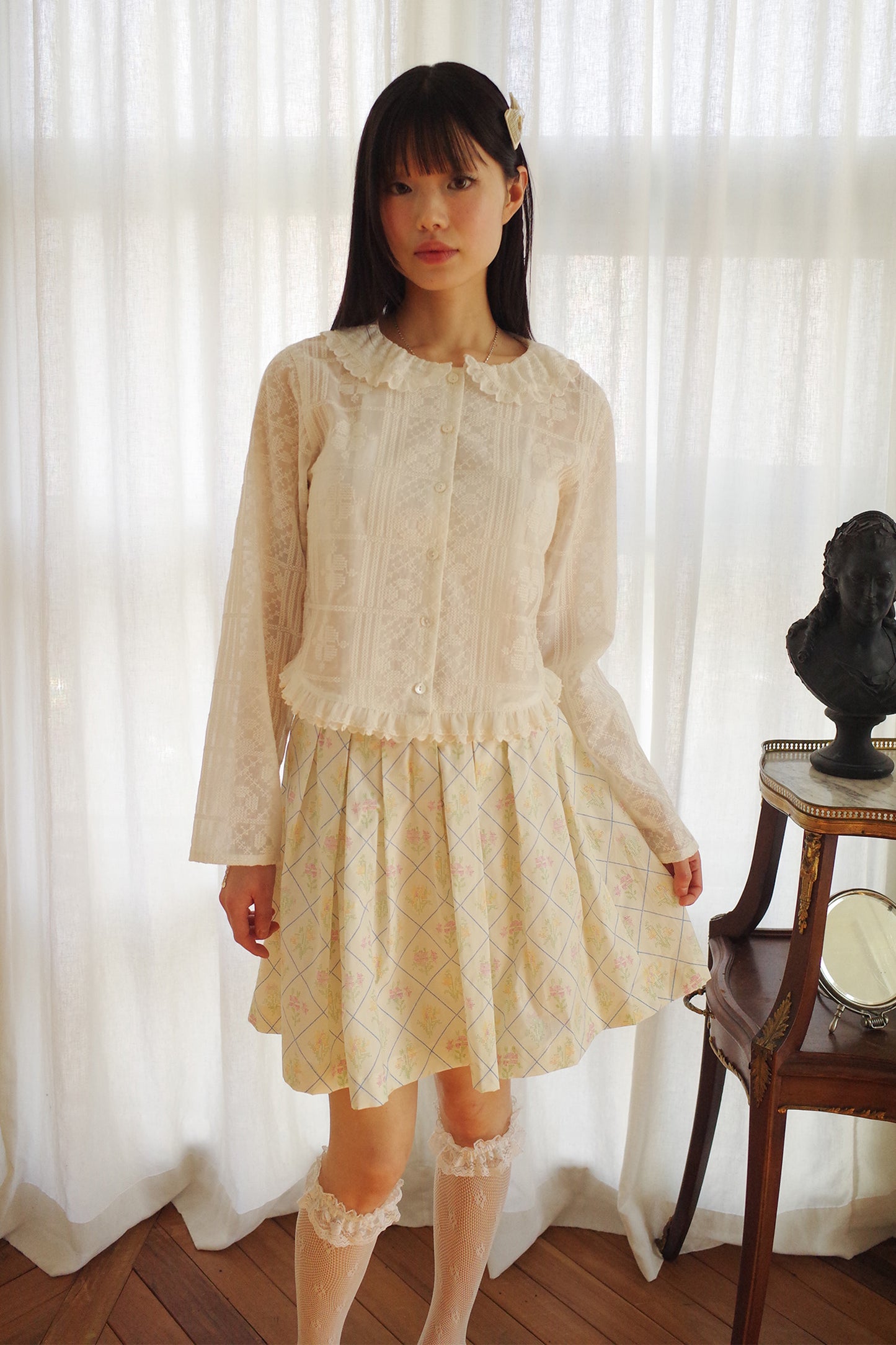 Peter Pan Collar Blouse (Cream)