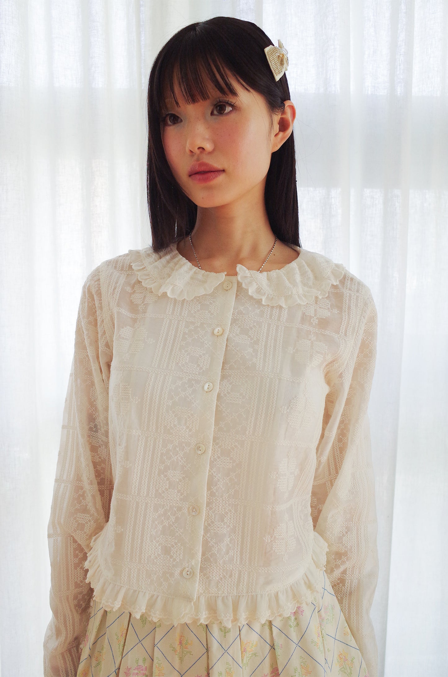 Peter Pan Collar Blouse (Cream)