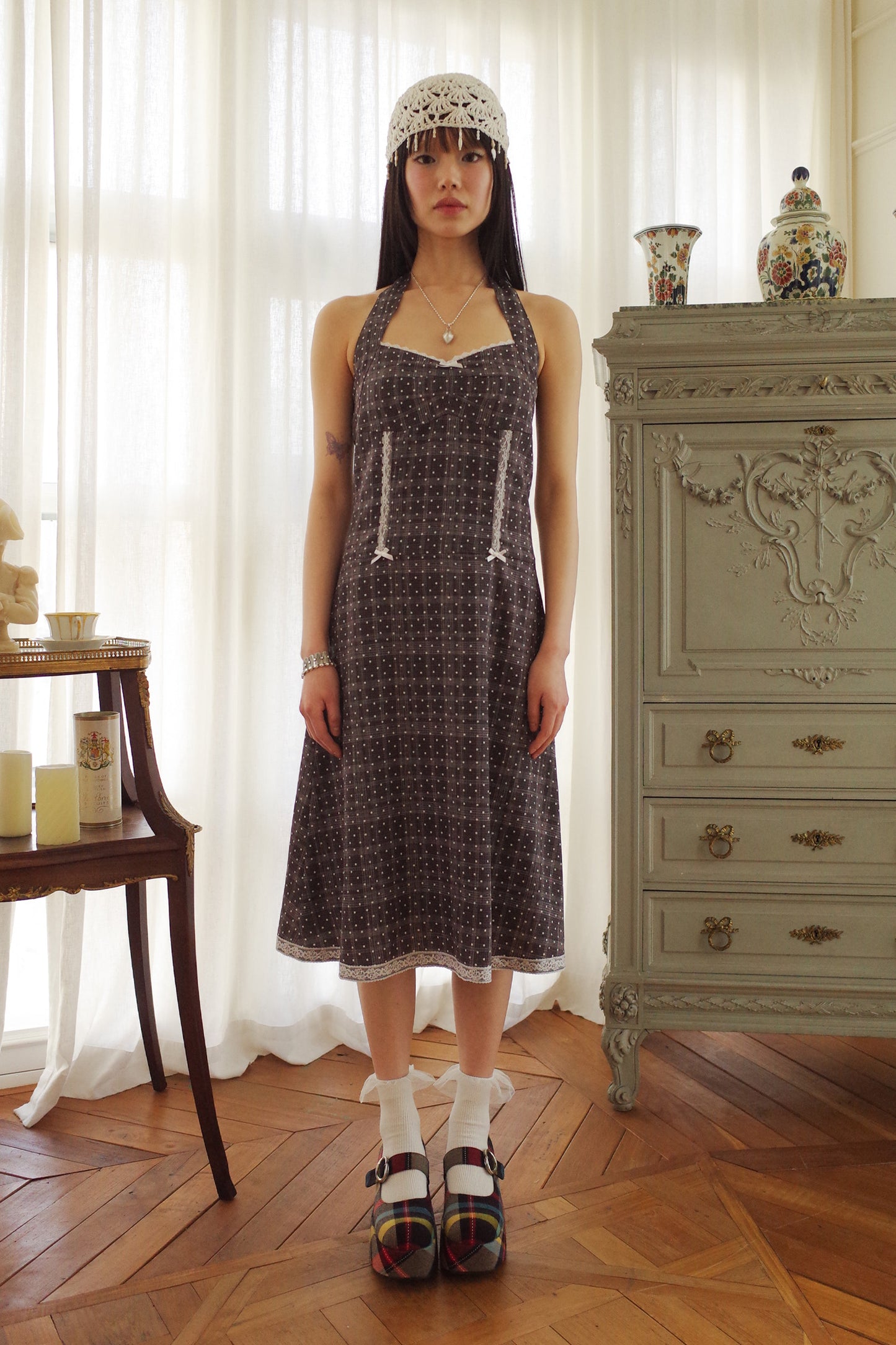 Dots Halter Dress (Black)