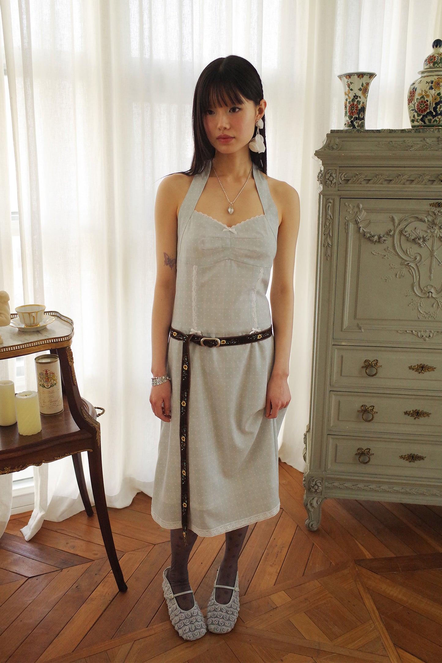 Dots Halter Dress (Mint)