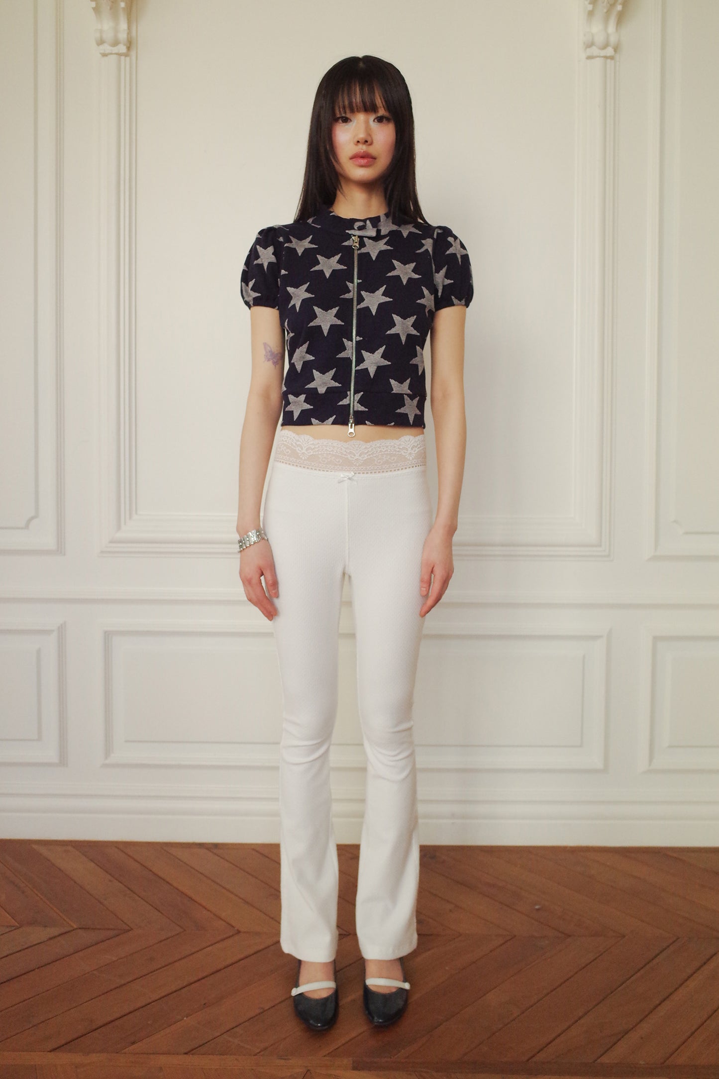 Star Zip Up Top (Navy)