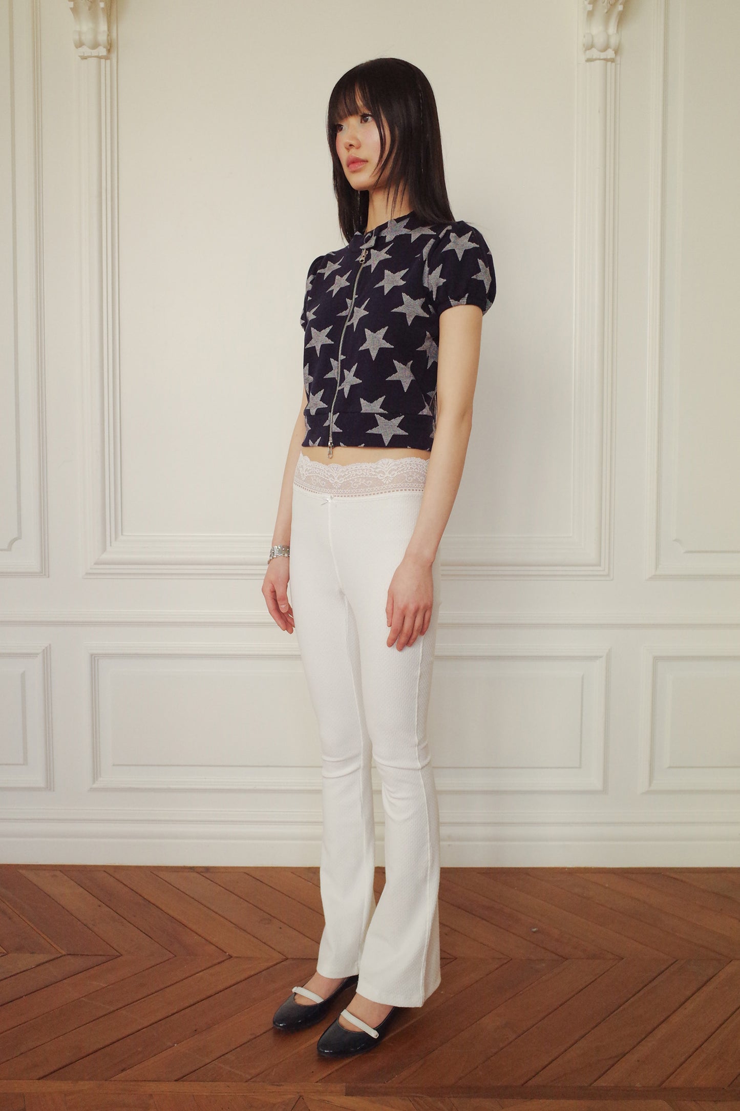 Star Zip Up Top (Navy)