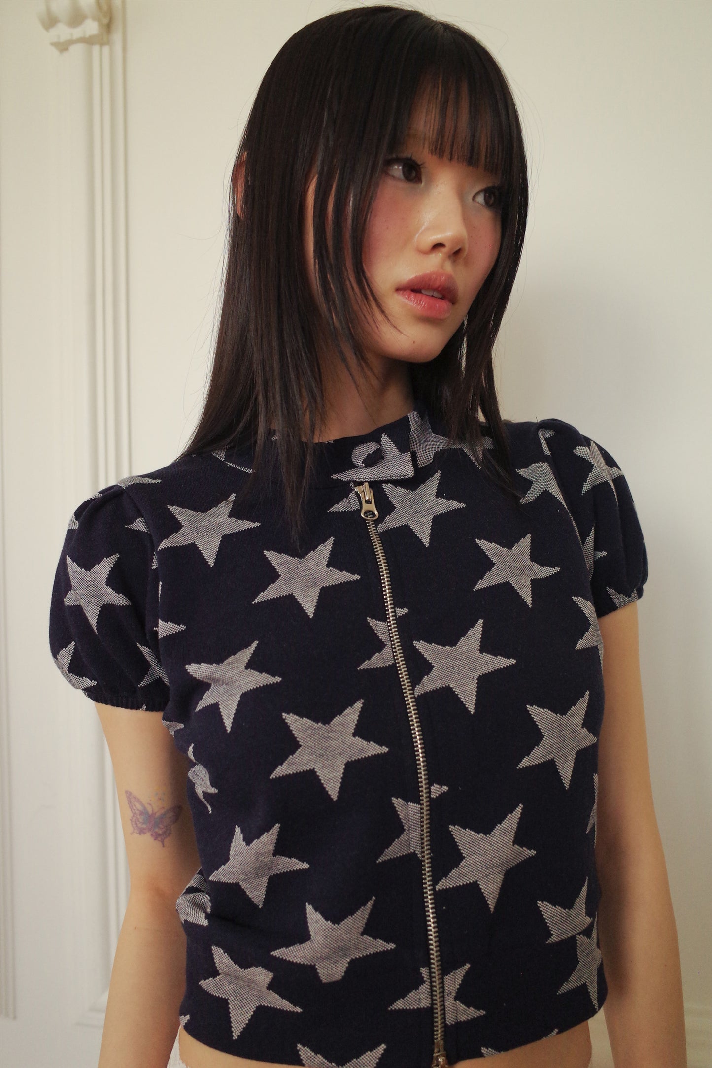Star Zip Up Top (Navy)