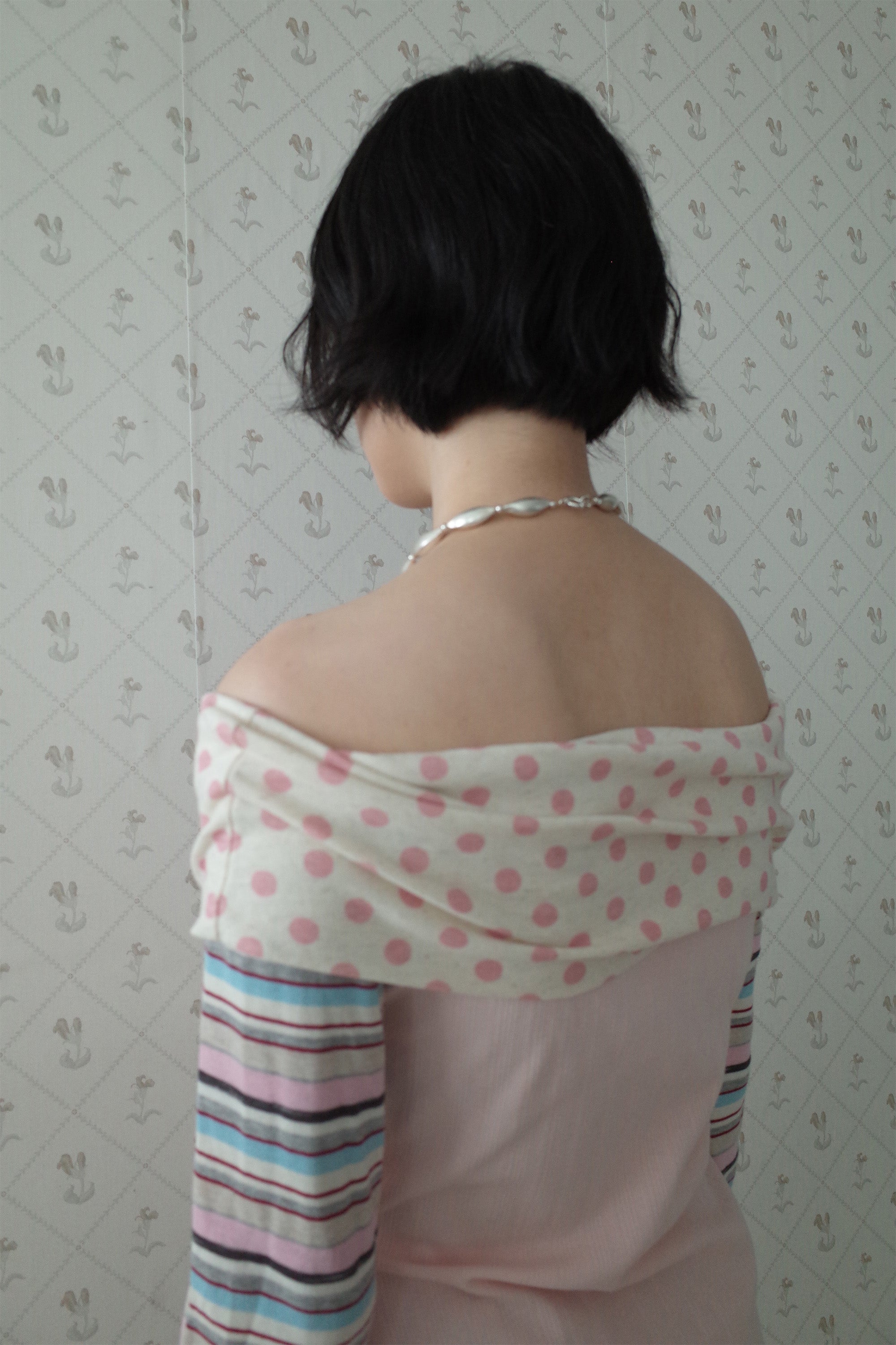 Multi Pattern Bardot Top pink