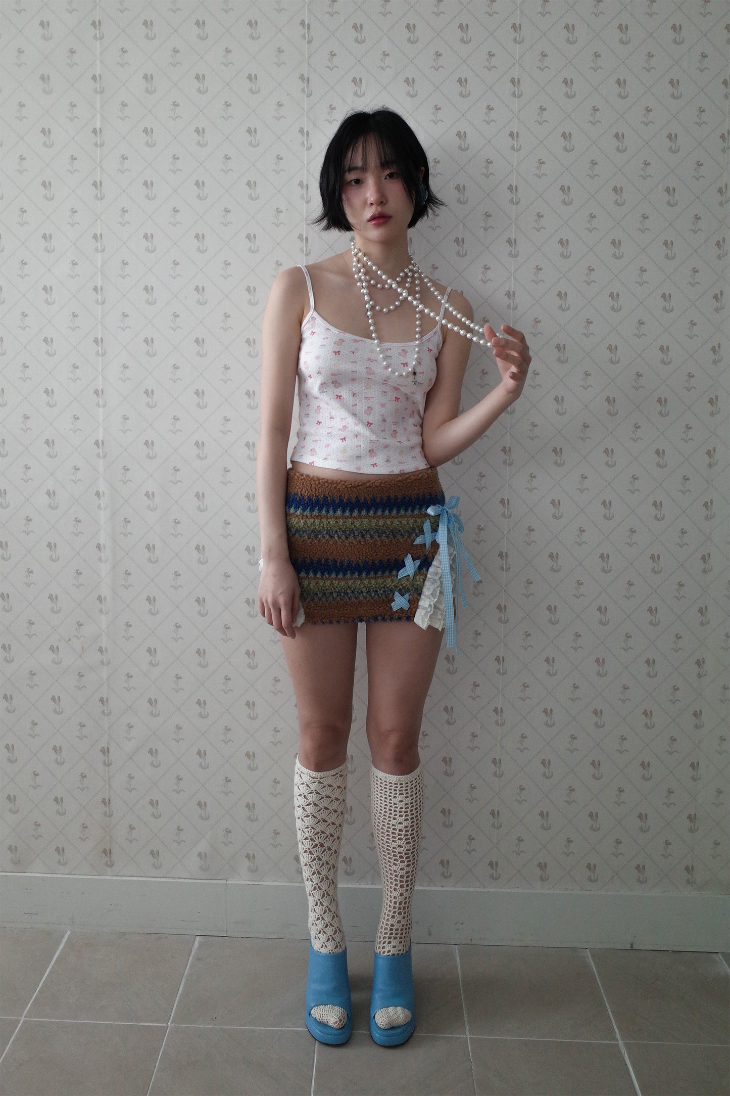 Layered Faux Pearl Necklace (White)