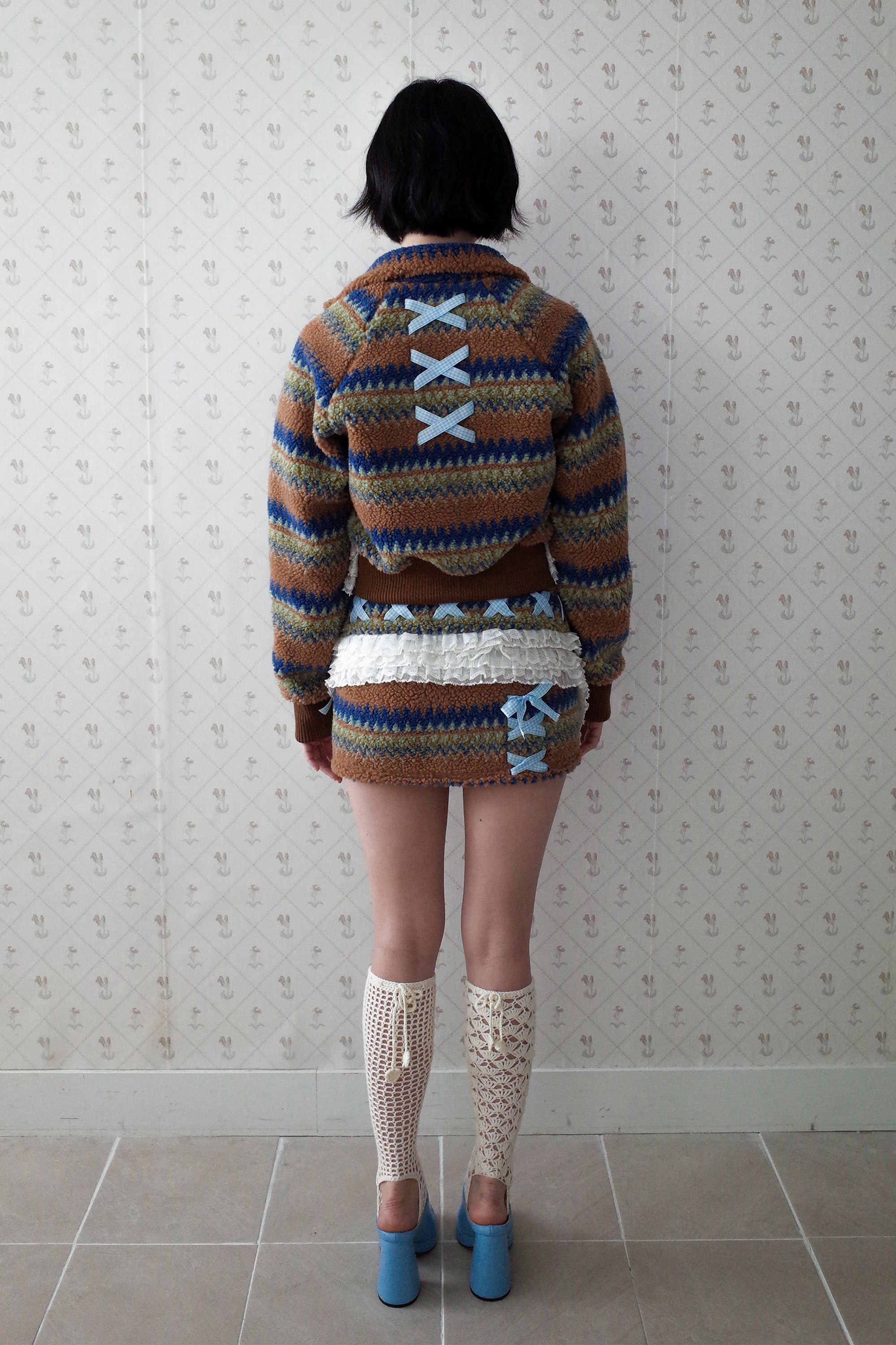 [12월중순 출고]Ribbon&lace teddy skort camel