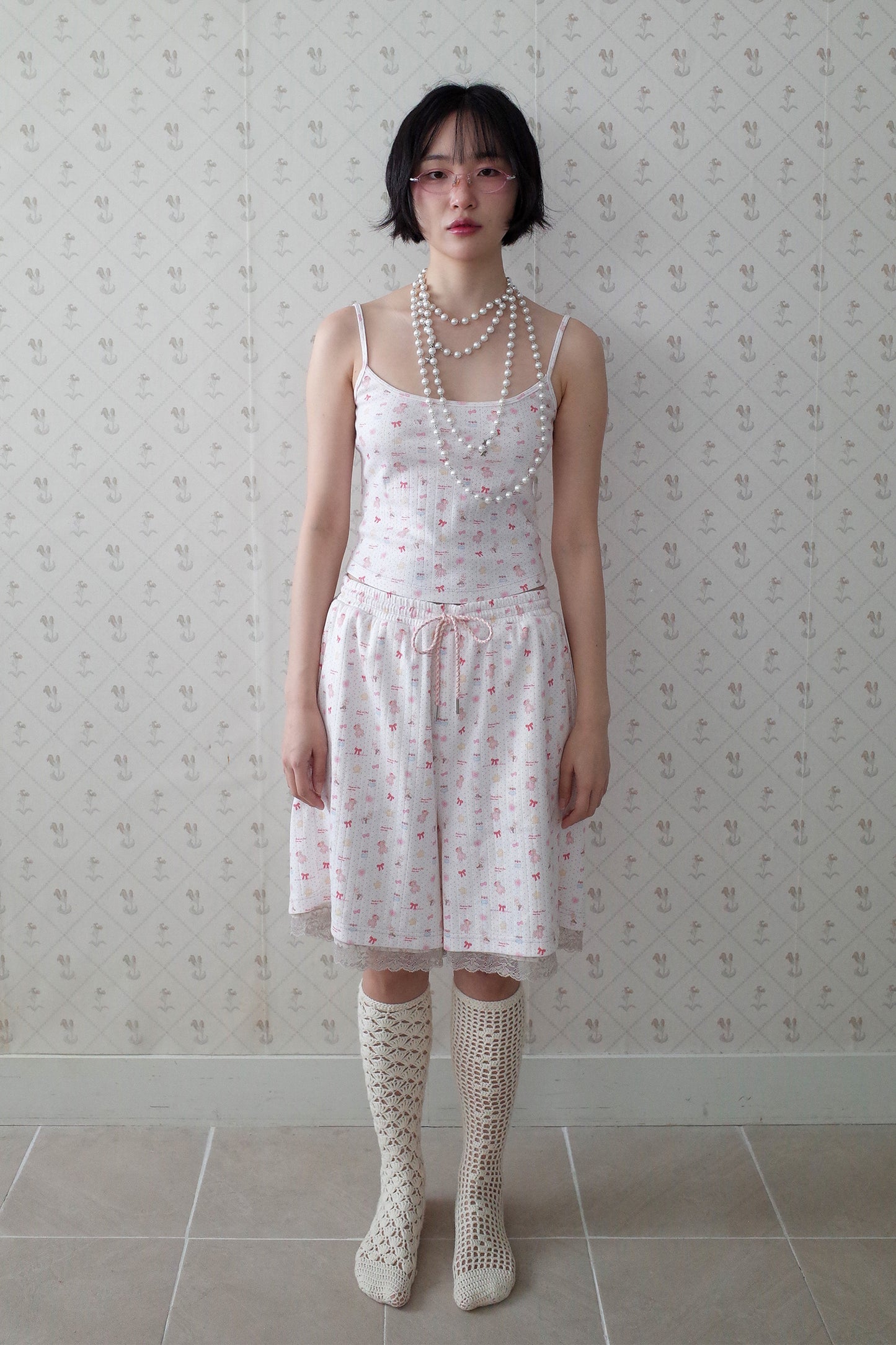 Teddy Bear Lace Shorts (White)
