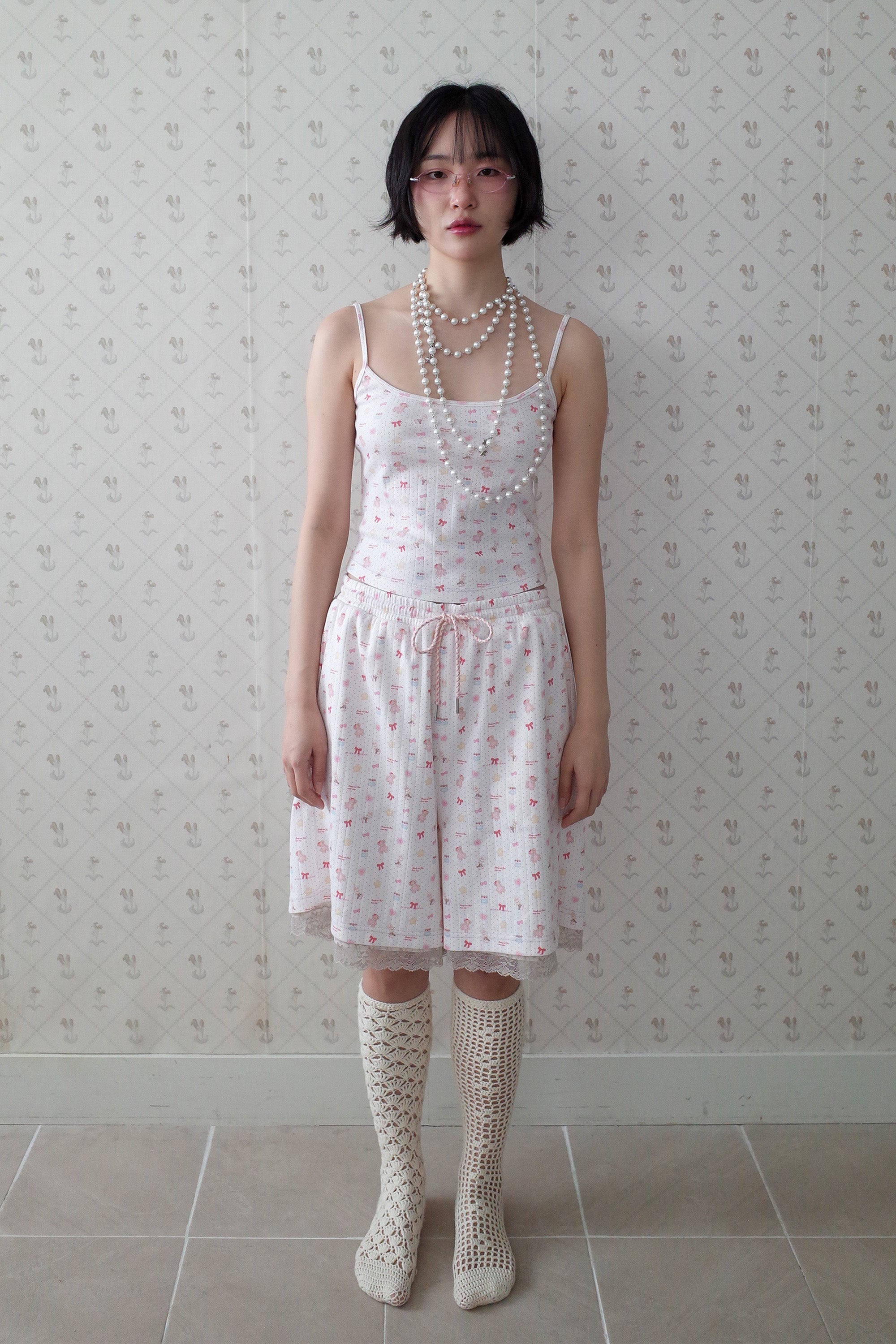 [12월 중순 출고] Teddy bear lace shorts white