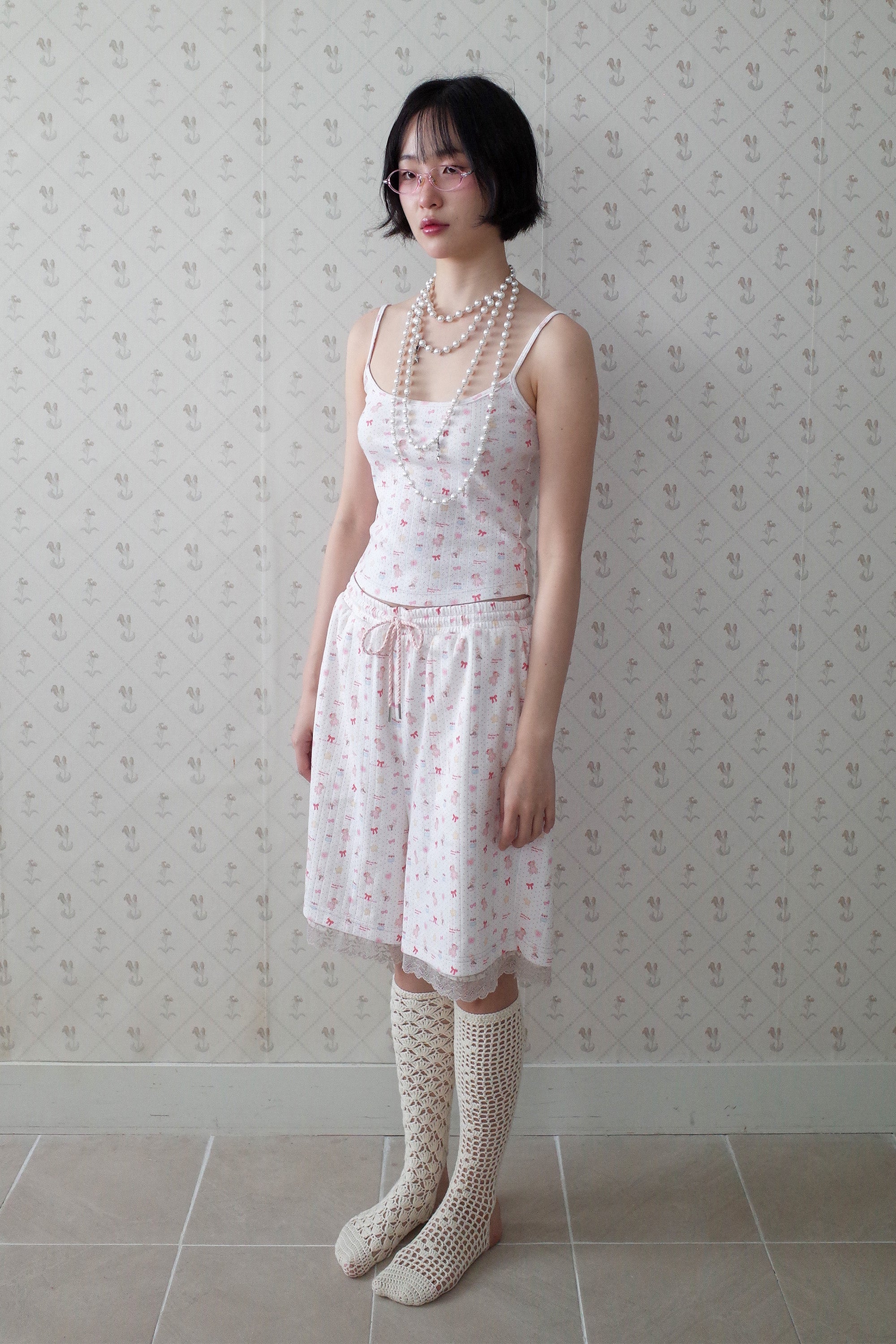 [12월 중순 출고]Teddy bear square slip white