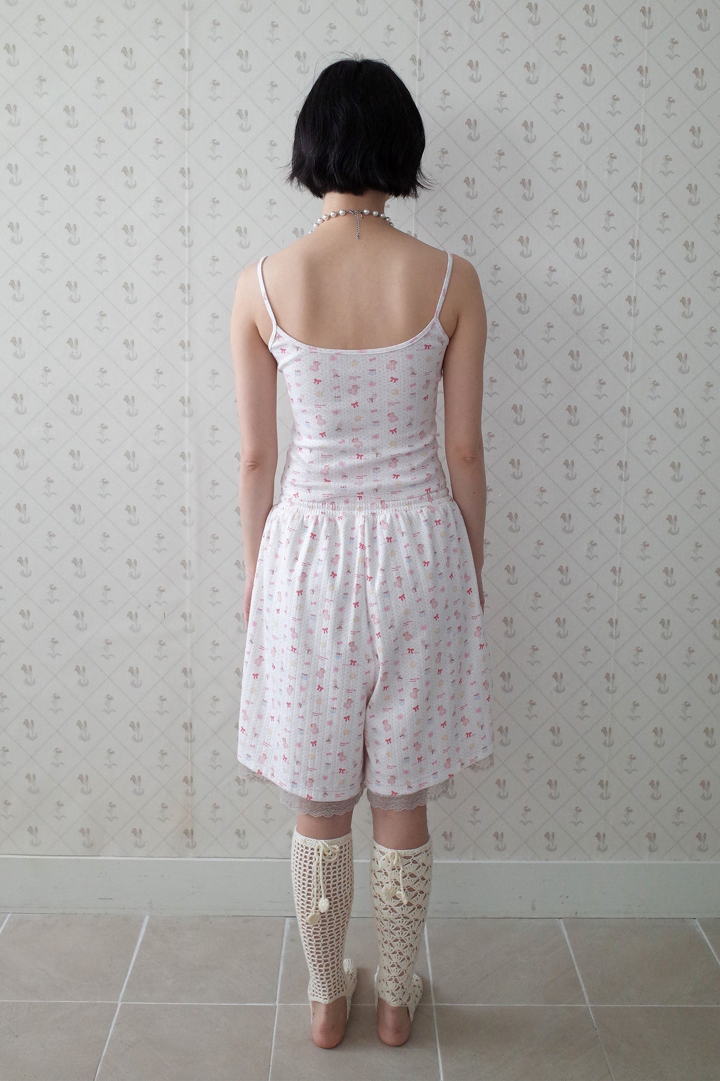 Teddy Bear Lace Shorts (White)